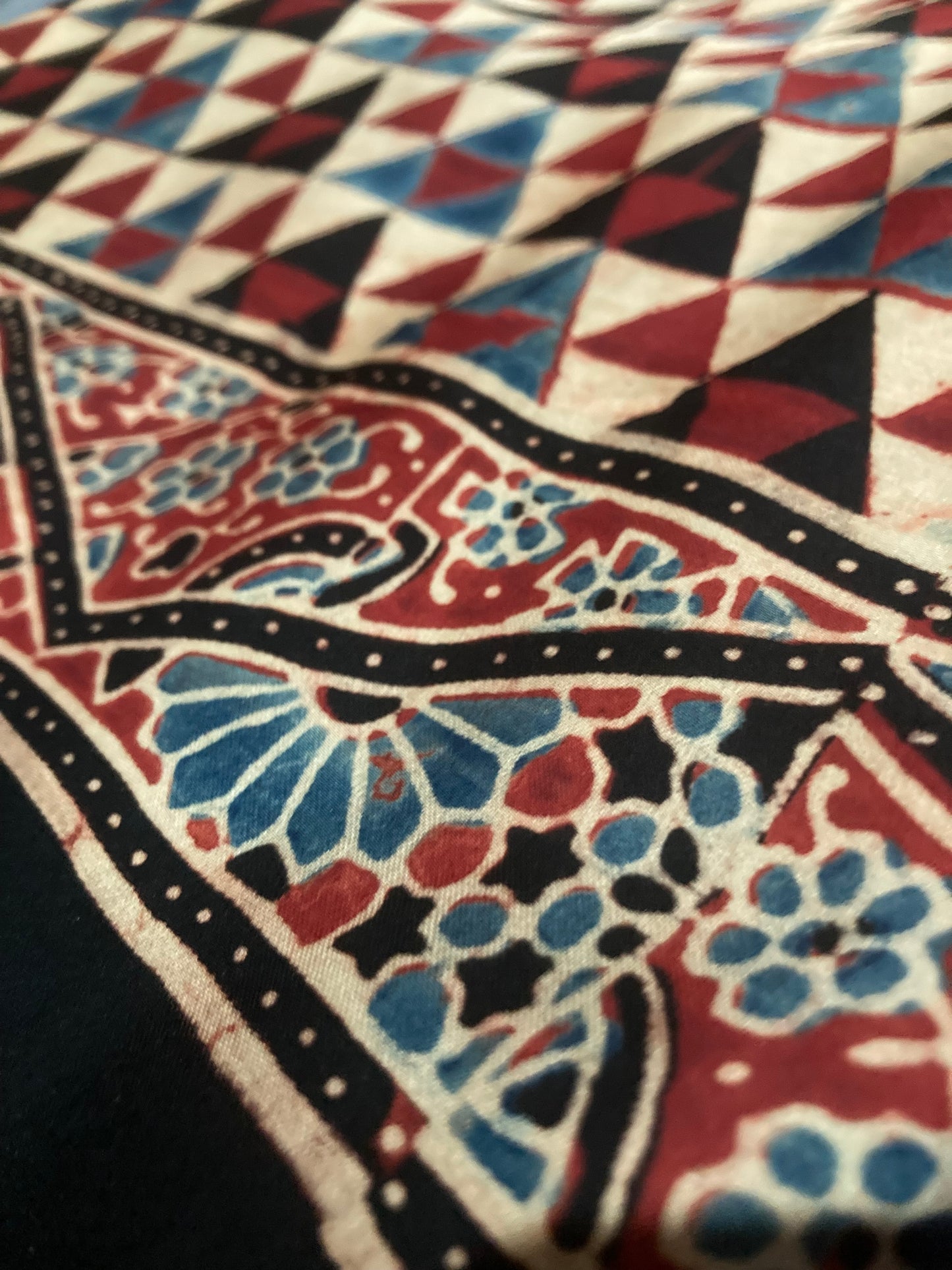 Maroon And Cream Ajrakh Modal Silk Saree