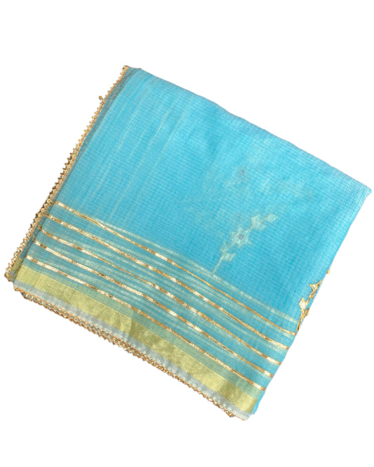 Royal Blue Gotapatti Kota Doria Saree