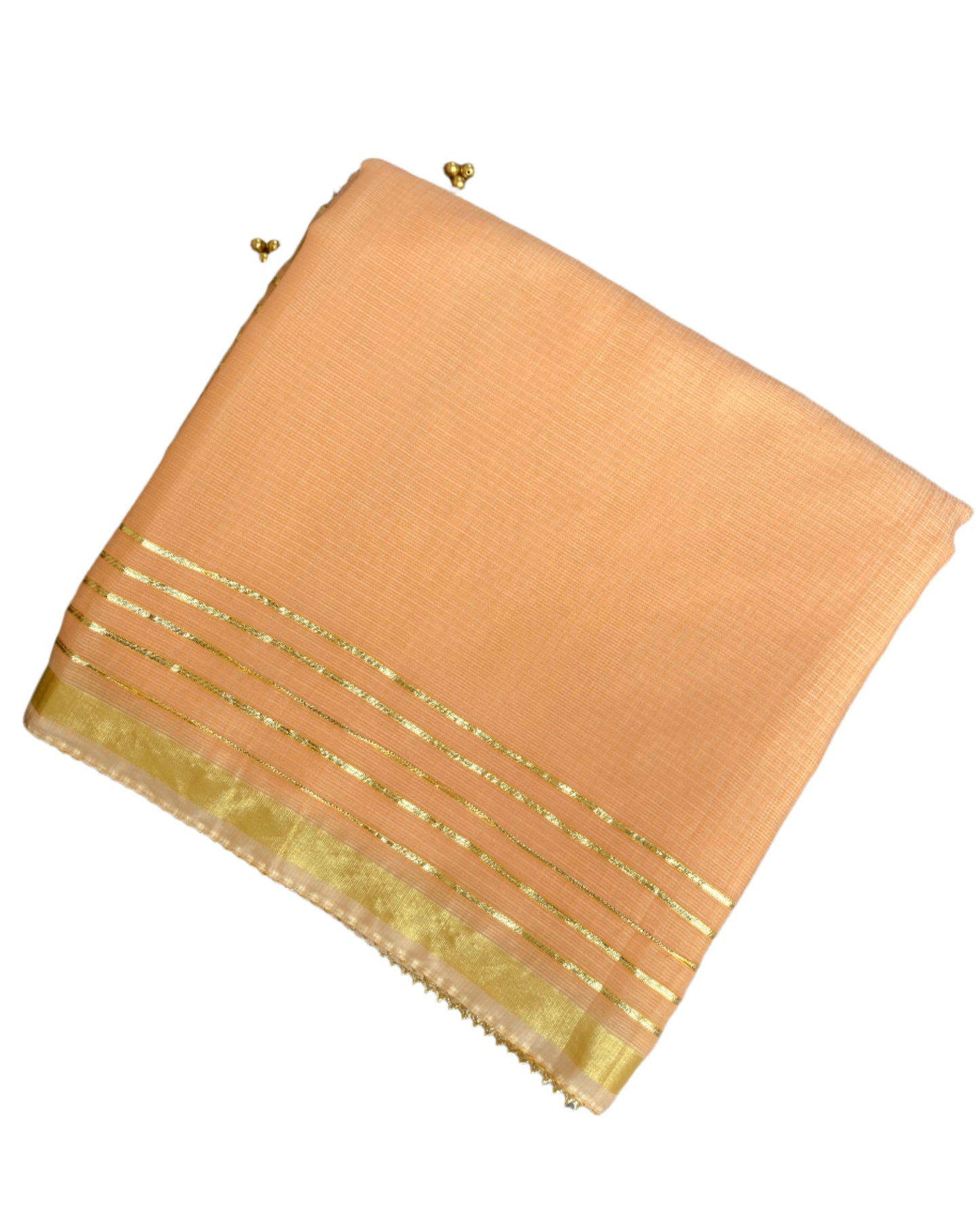 Peach Gotapatti Kota Doria Saree