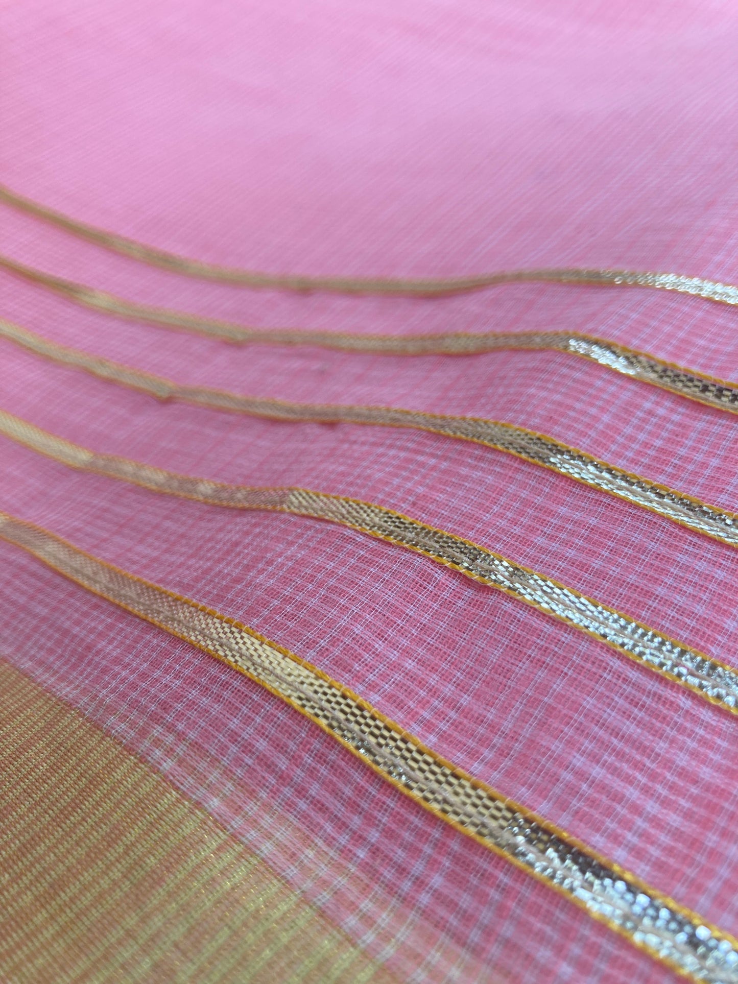 Peach Gotapatti Kota Doria Saree