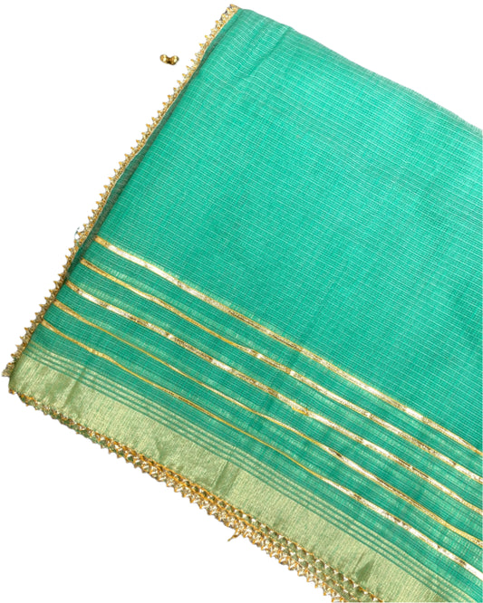 Islamic Green Gotapatti Kota Doria Saree