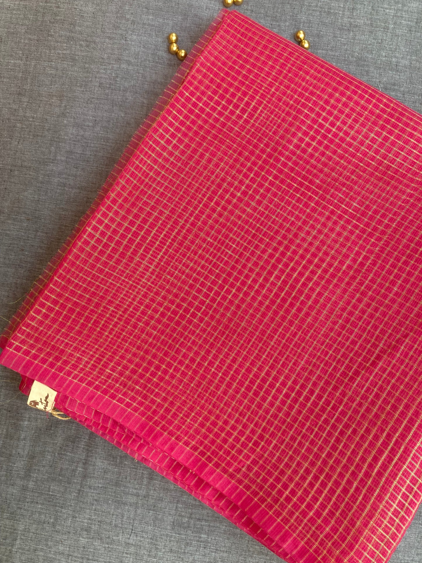 Hot Pink Plain Kota Doria Saree
