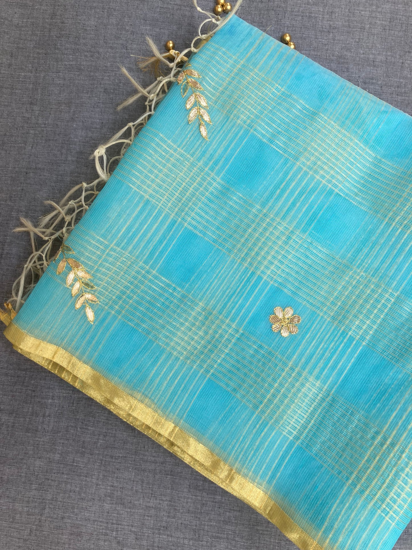 Royal Blue Gotapatti Kota Doria Saree