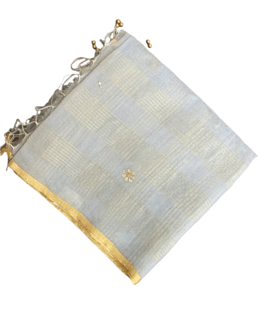 Gray Gotapatti kota Doria Saree