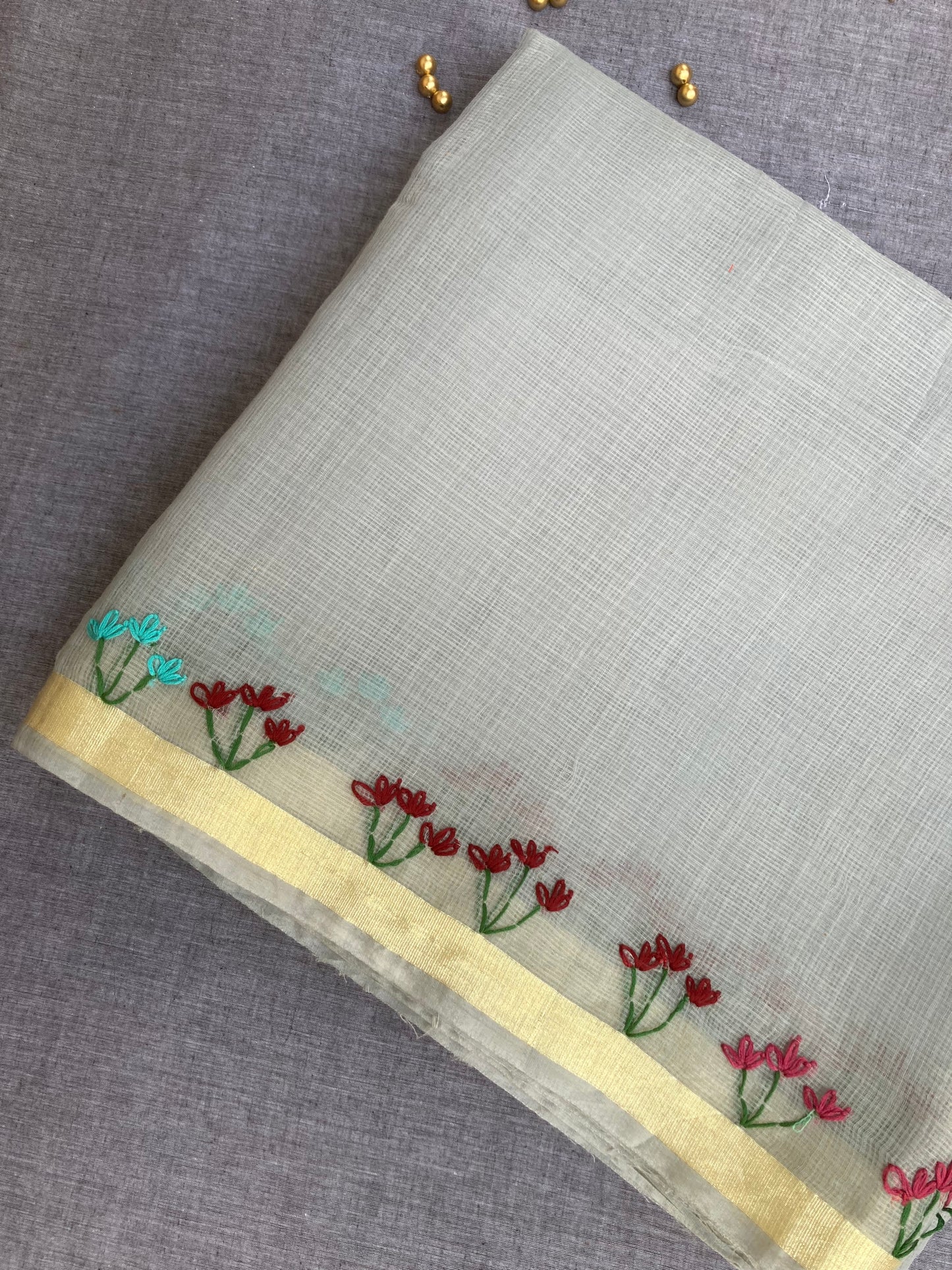 Medium Gray Baggecha Kota Doria Saree