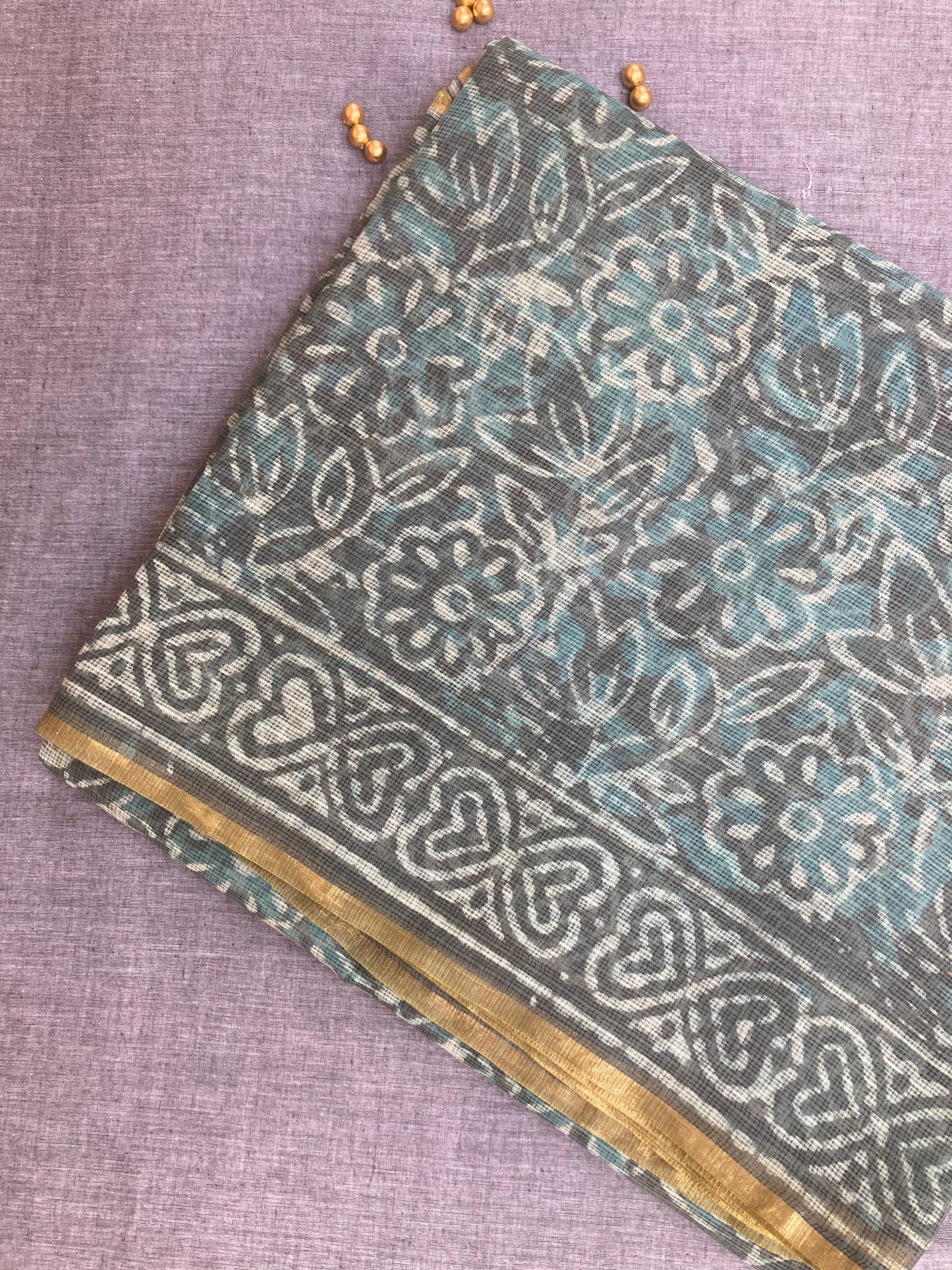 Charcoal Gray Kota Doria Saree