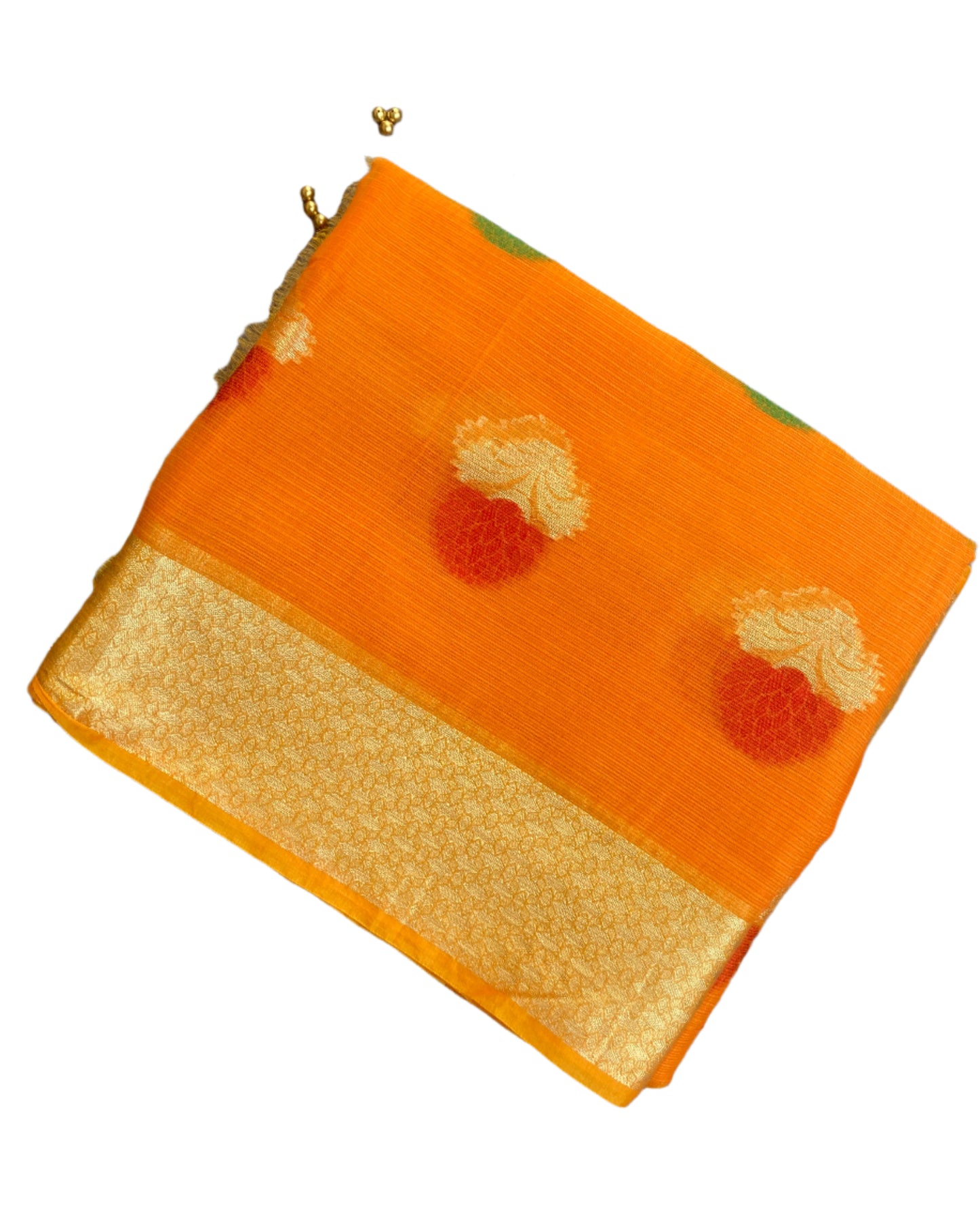 Carrot Zari Kota Doria Saree