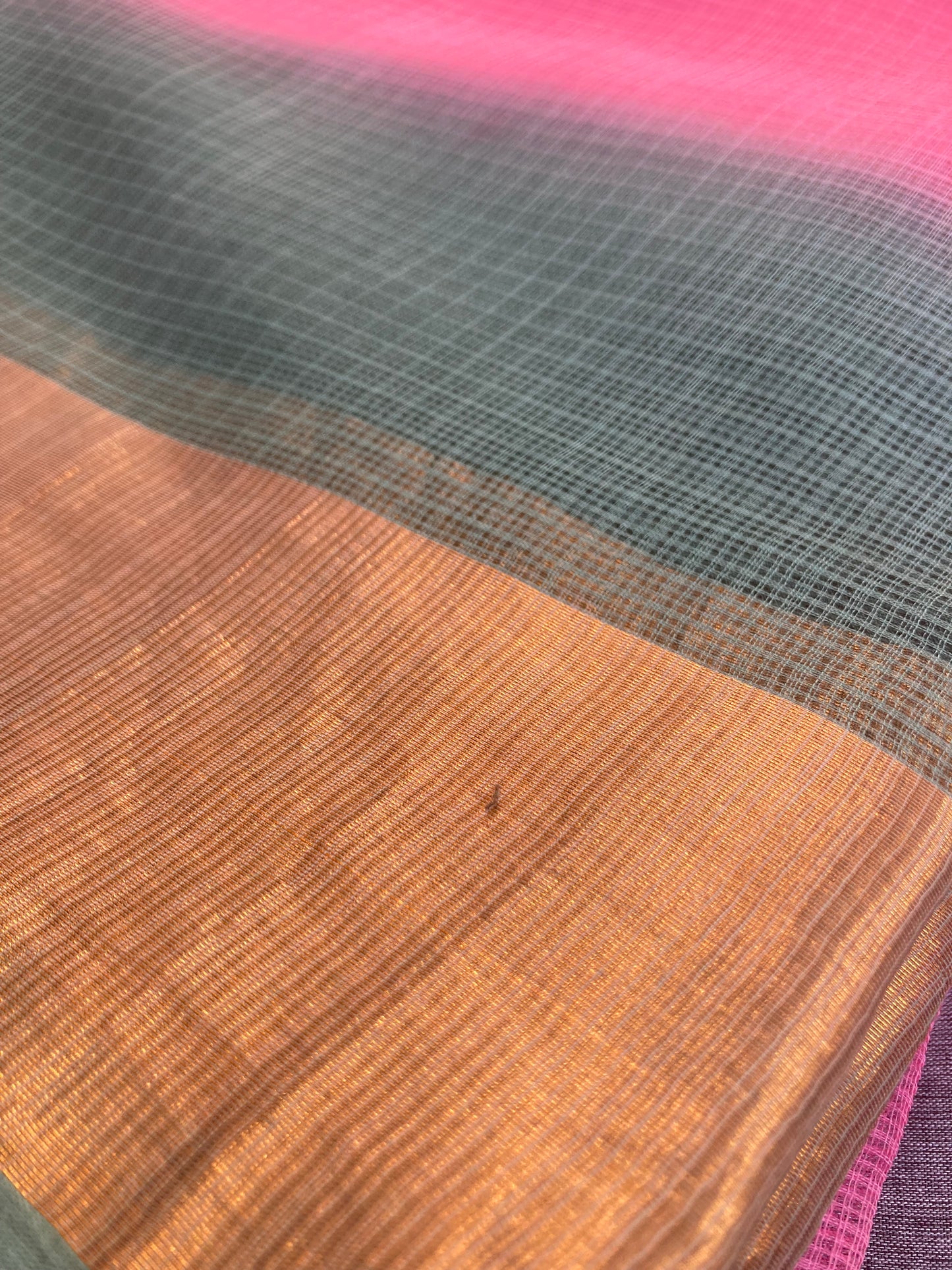 Cerise Ombre-Dyed Kota Doria Saree