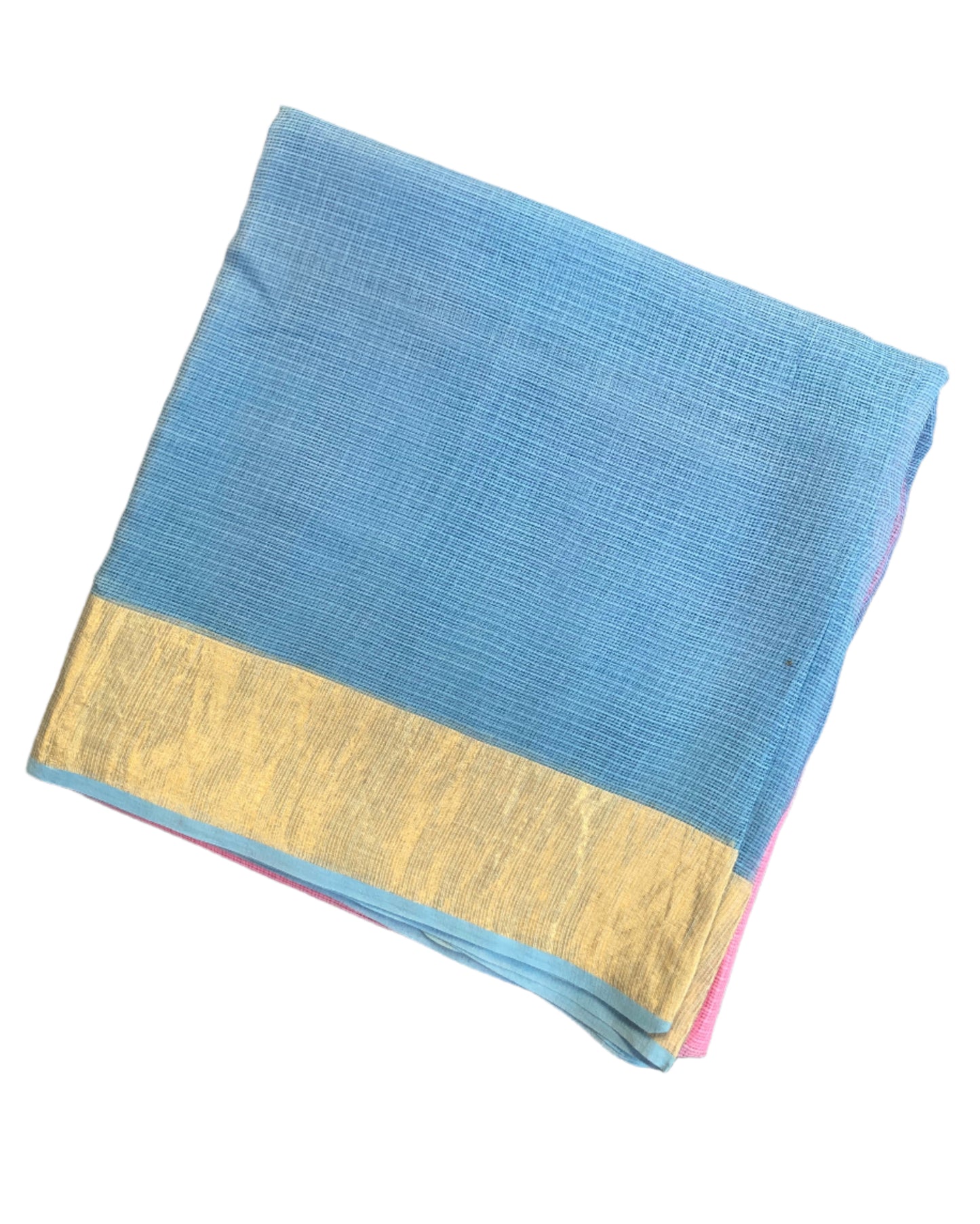 Sky Blue Ombre-Dyed Kota Doria Saree