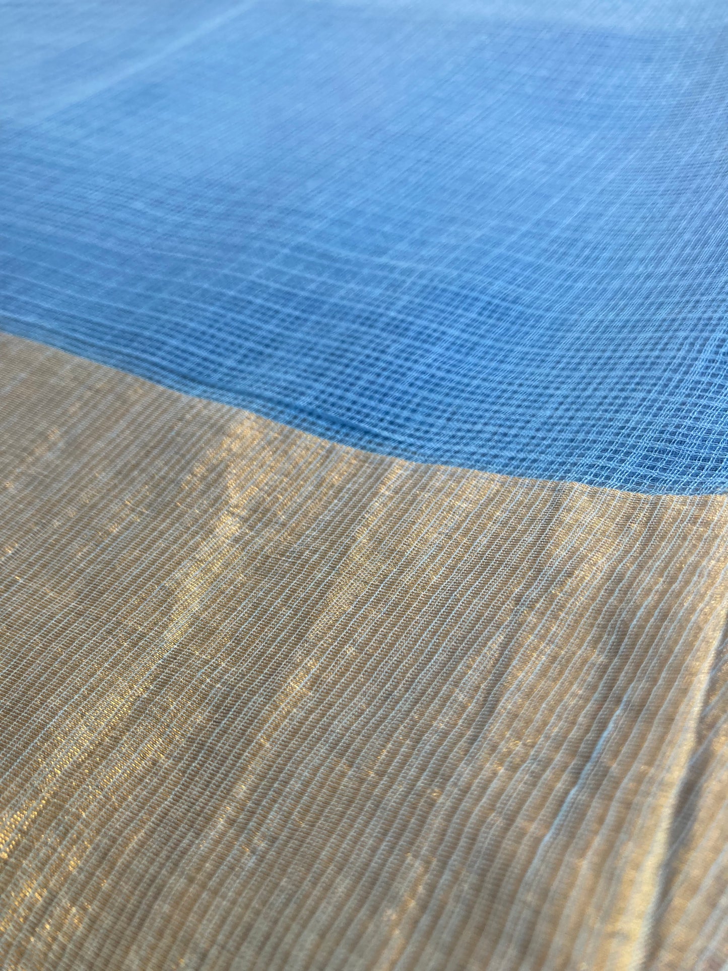 Sky Blue Ombre-Dyed Kota Doria Saree