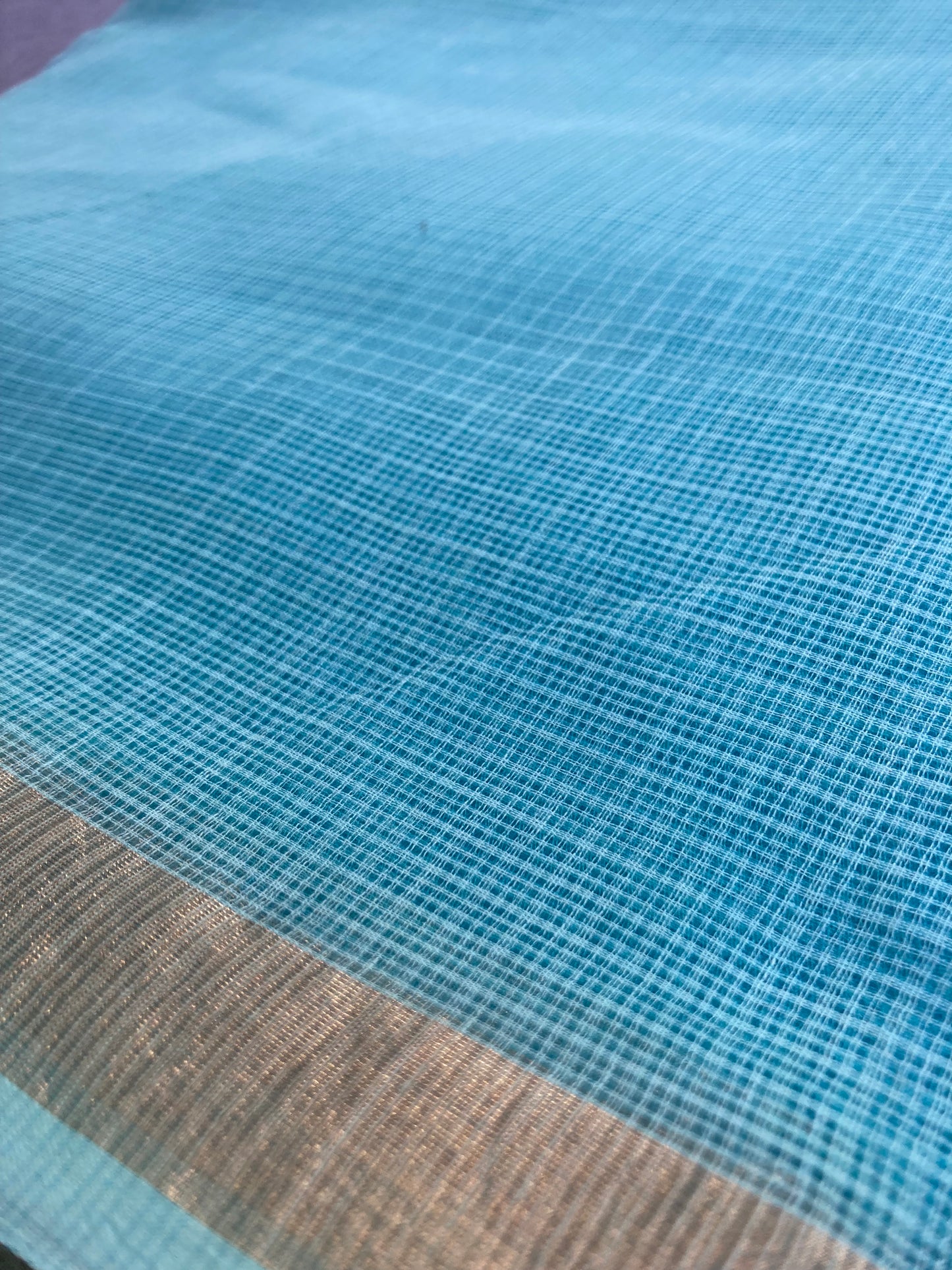 Aqua Green Ombre-Dyed Kota Doria Saree