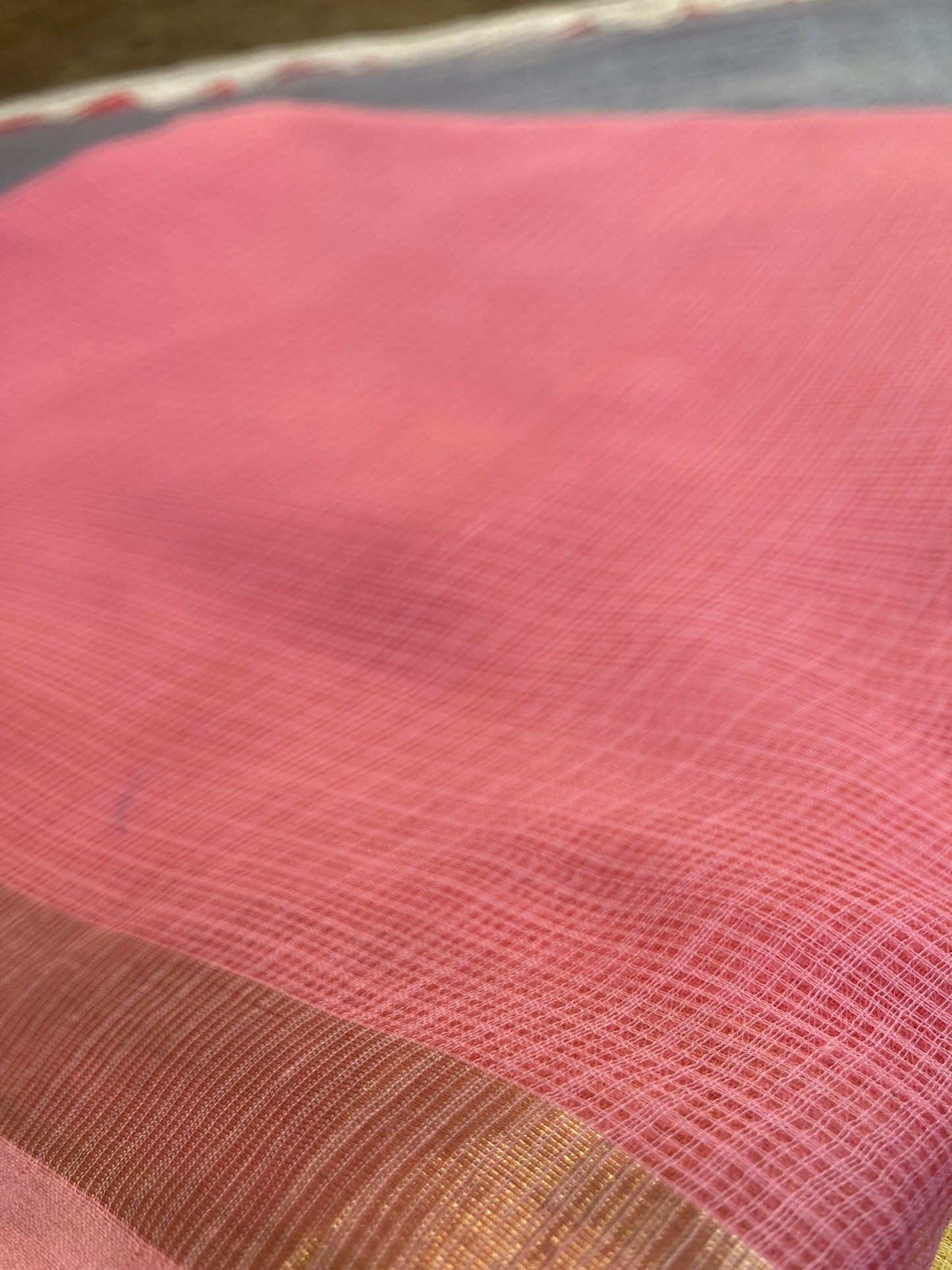 Pastel Red  Ombre-Dyed Kota Doria Saree