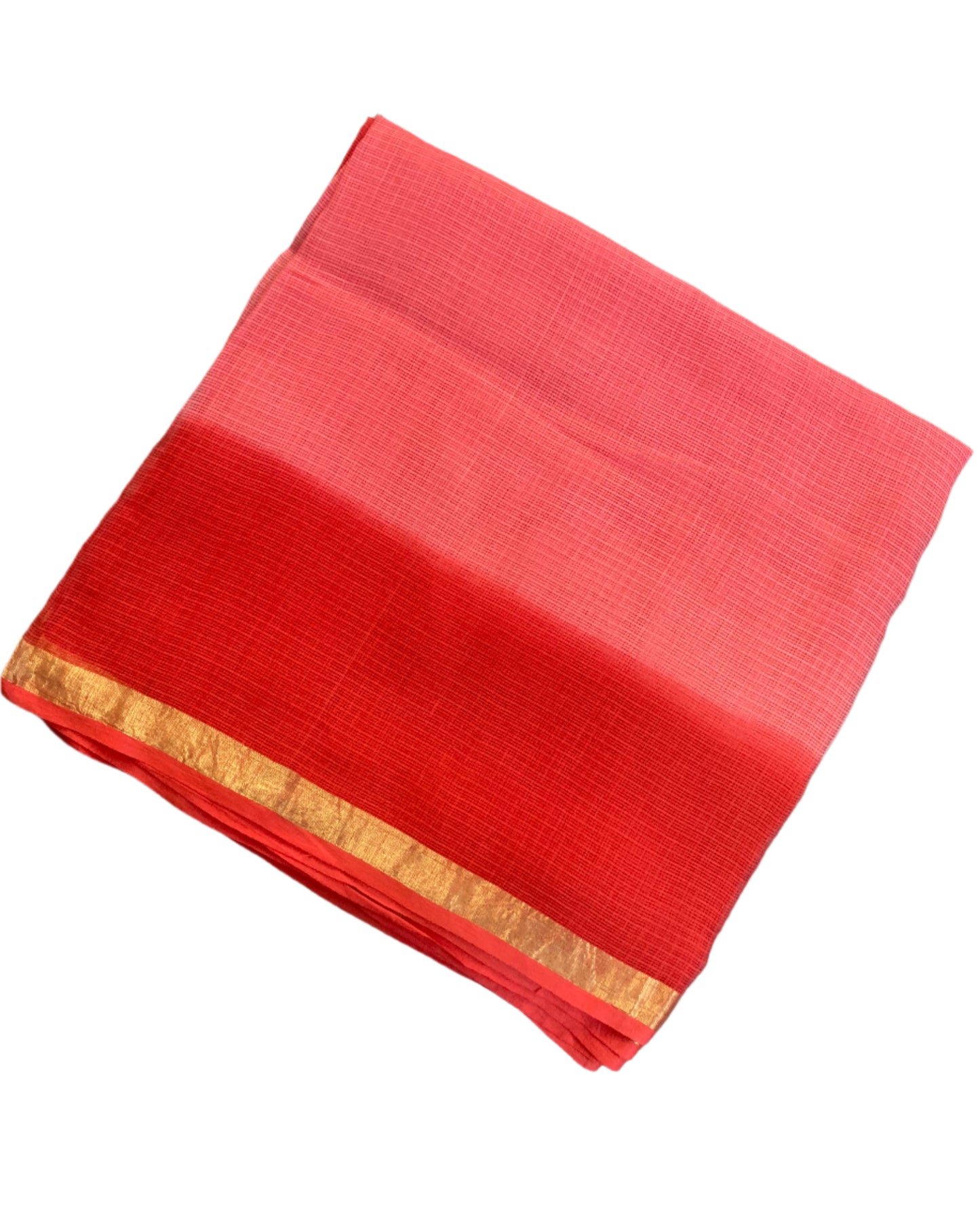 Cherry Ombre-Dyed Kota Doria Saree