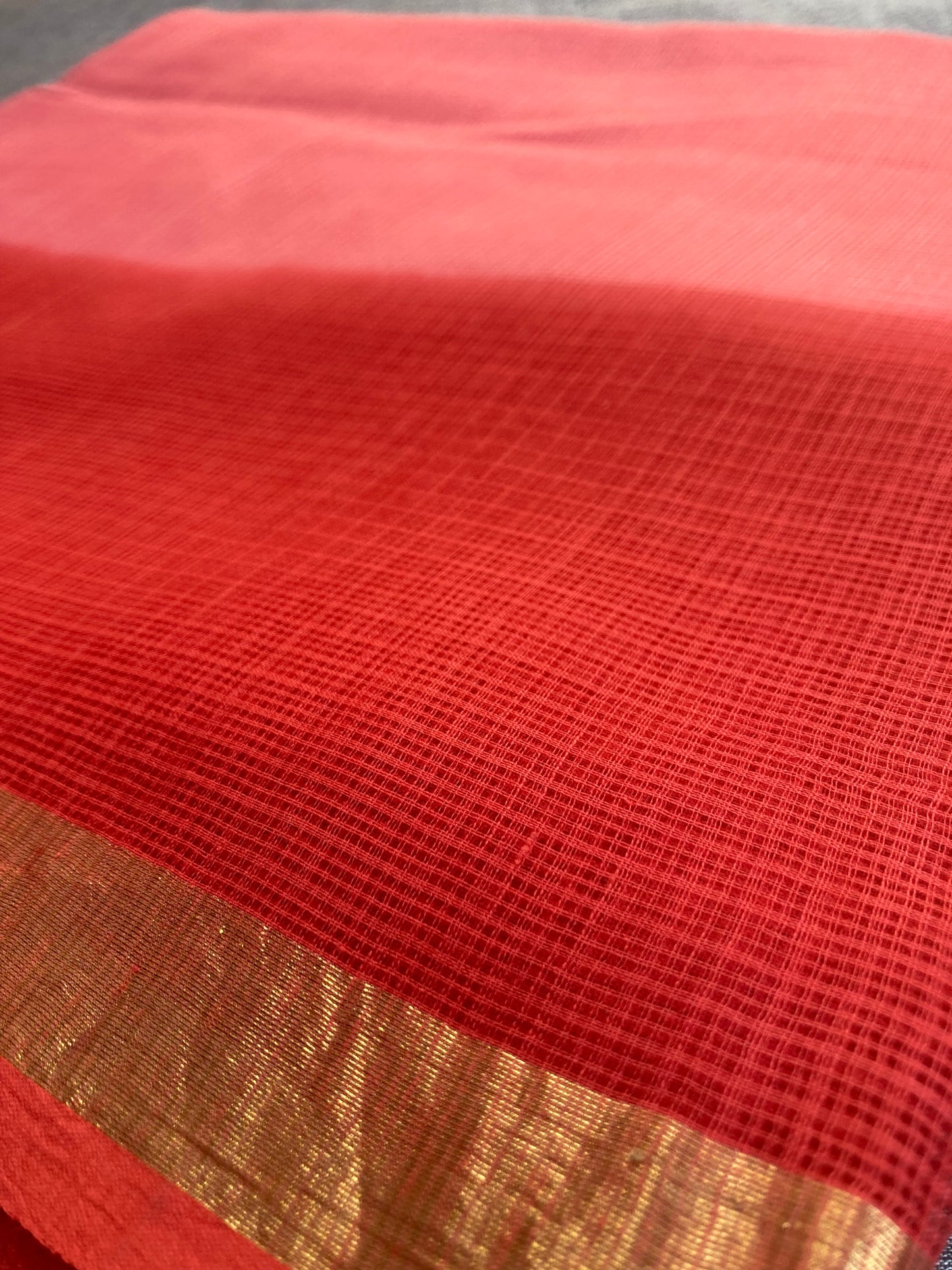 Cherry Ombre-Dyed Kota Doria Saree