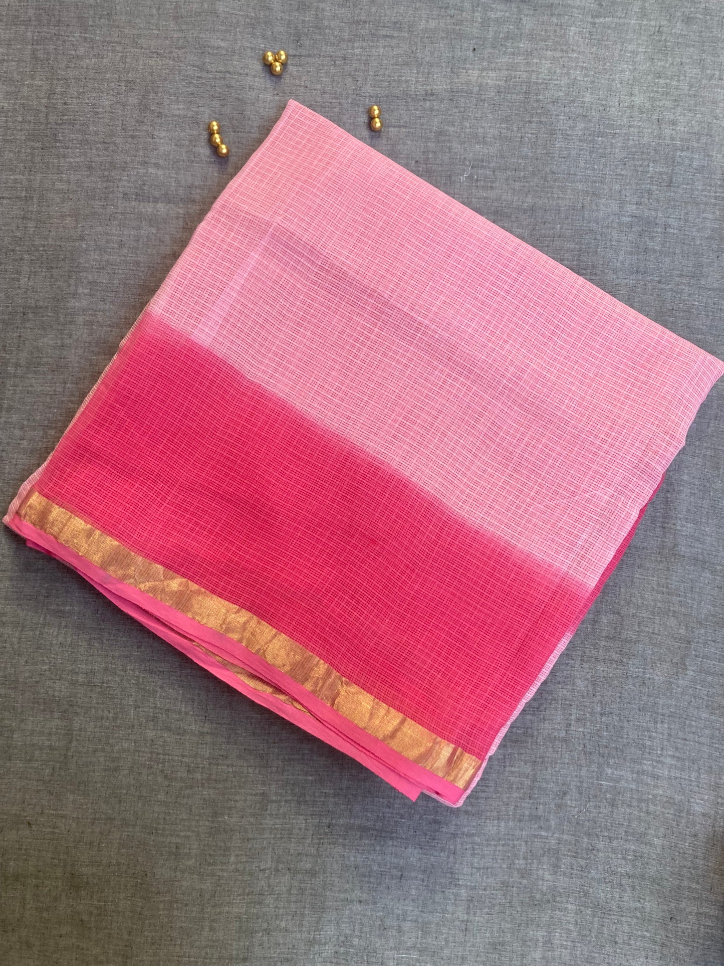 Baby Pink Ombre-Kota Doria Saree