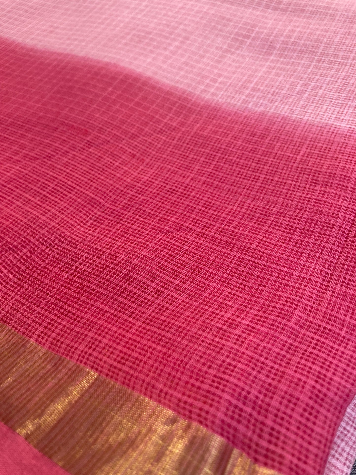 Baby Pink Ombre-Kota Doria Saree
