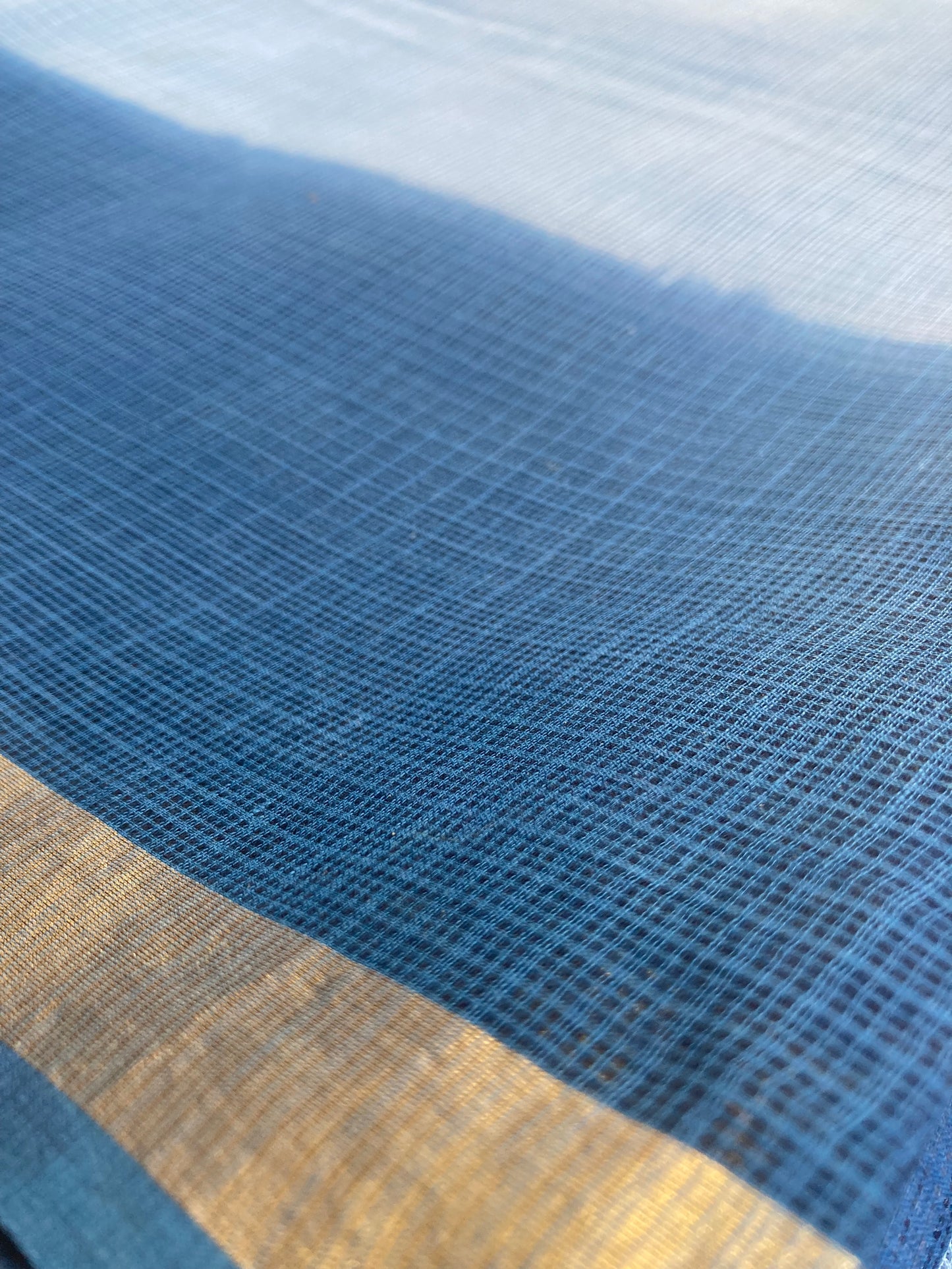Sky Blue Ombre-Dyed Kota Doria Saree