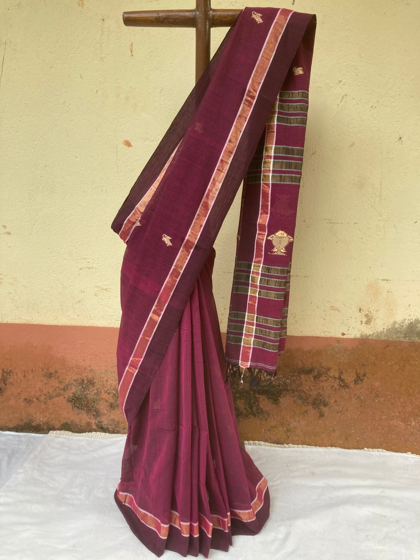 Grape Khadi Cotton Saree