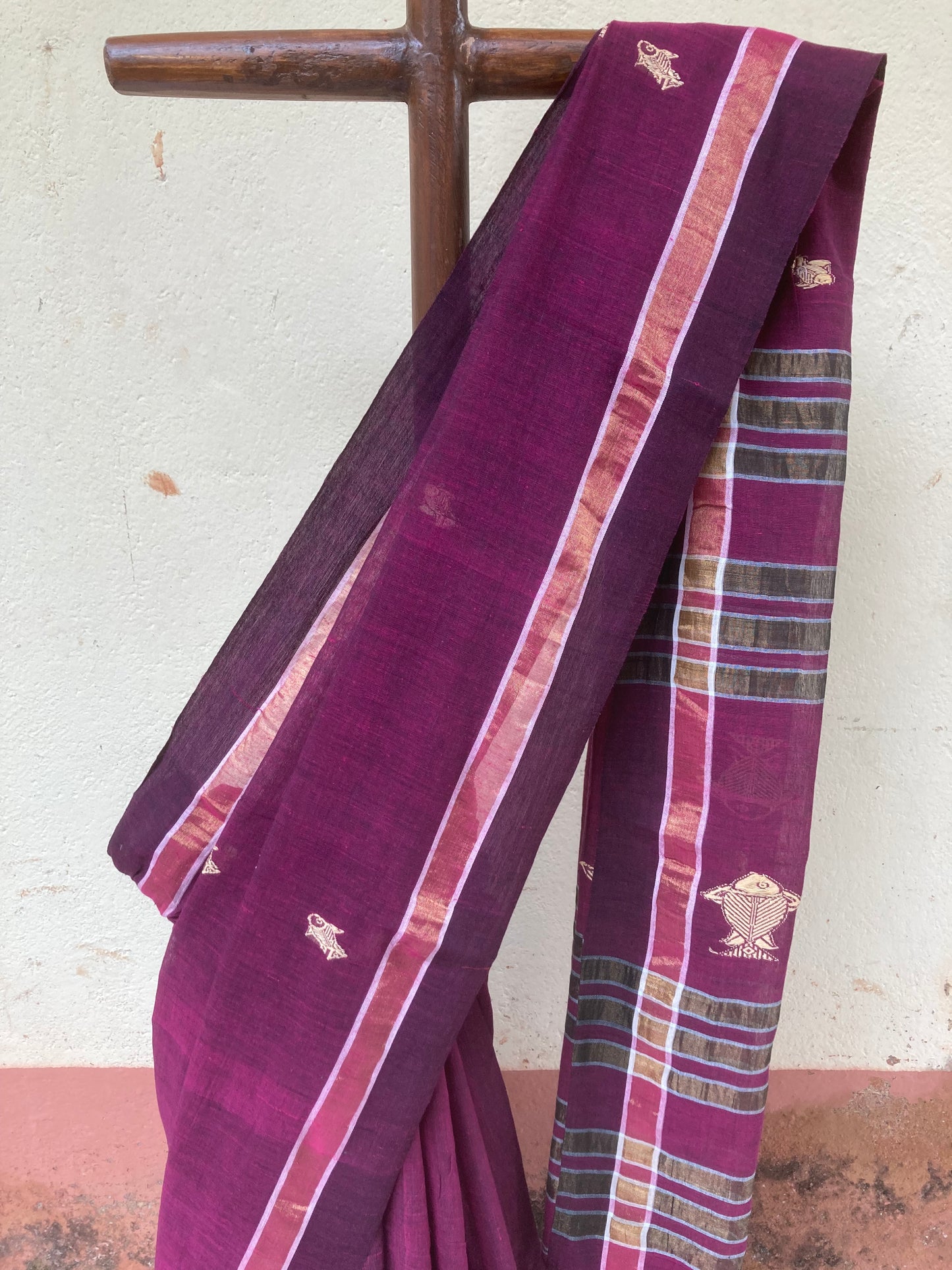 Grape Khadi Cotton Saree