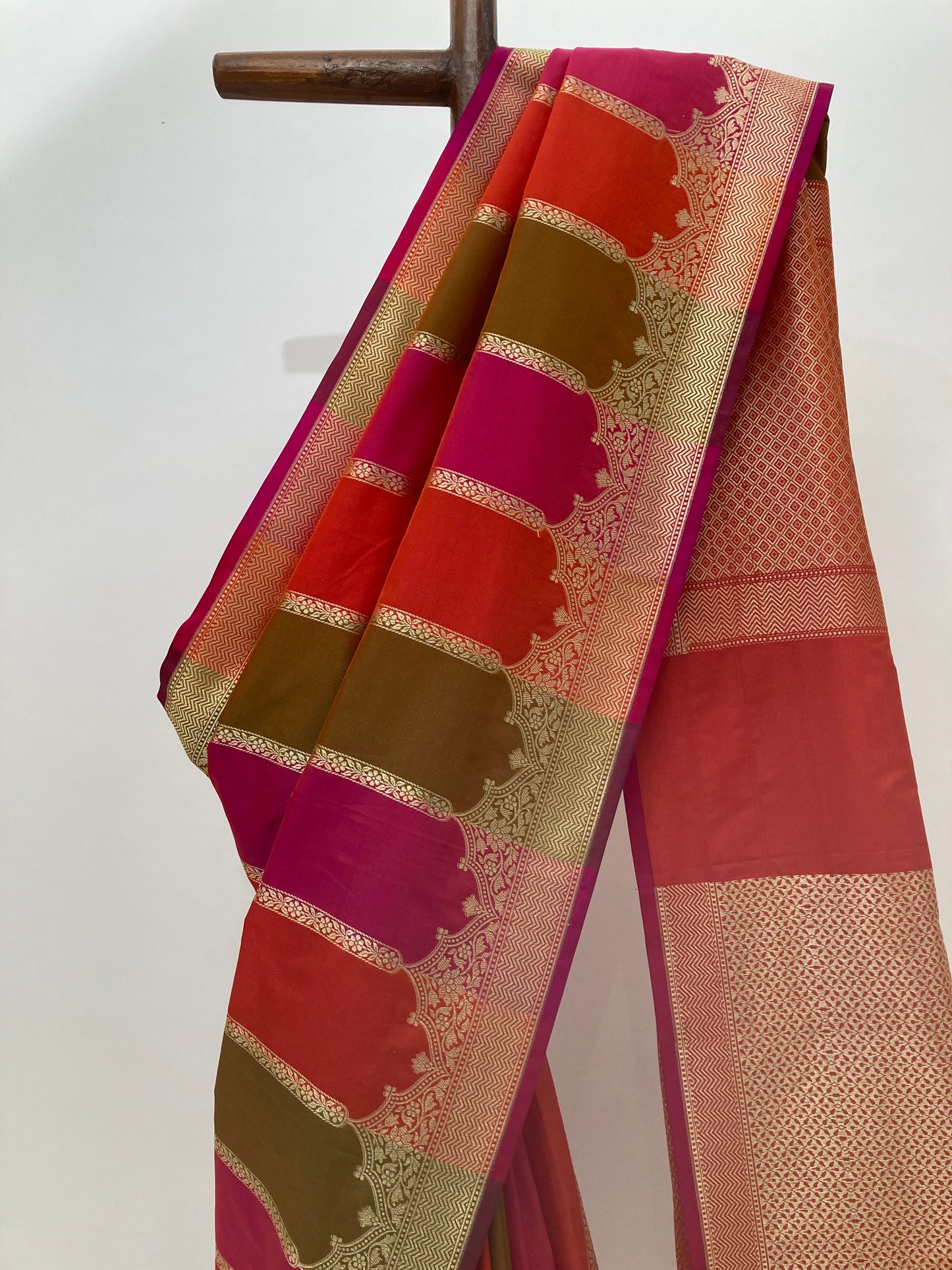 Coral Banarasi Katan Saree