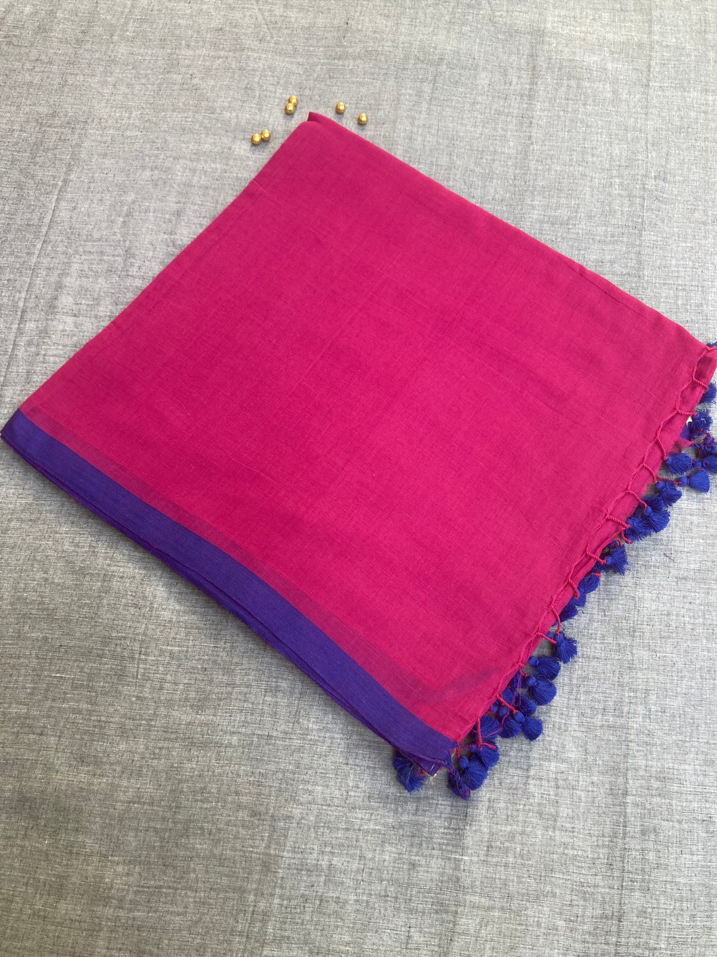 Hot Pink Mul Cotton Saree