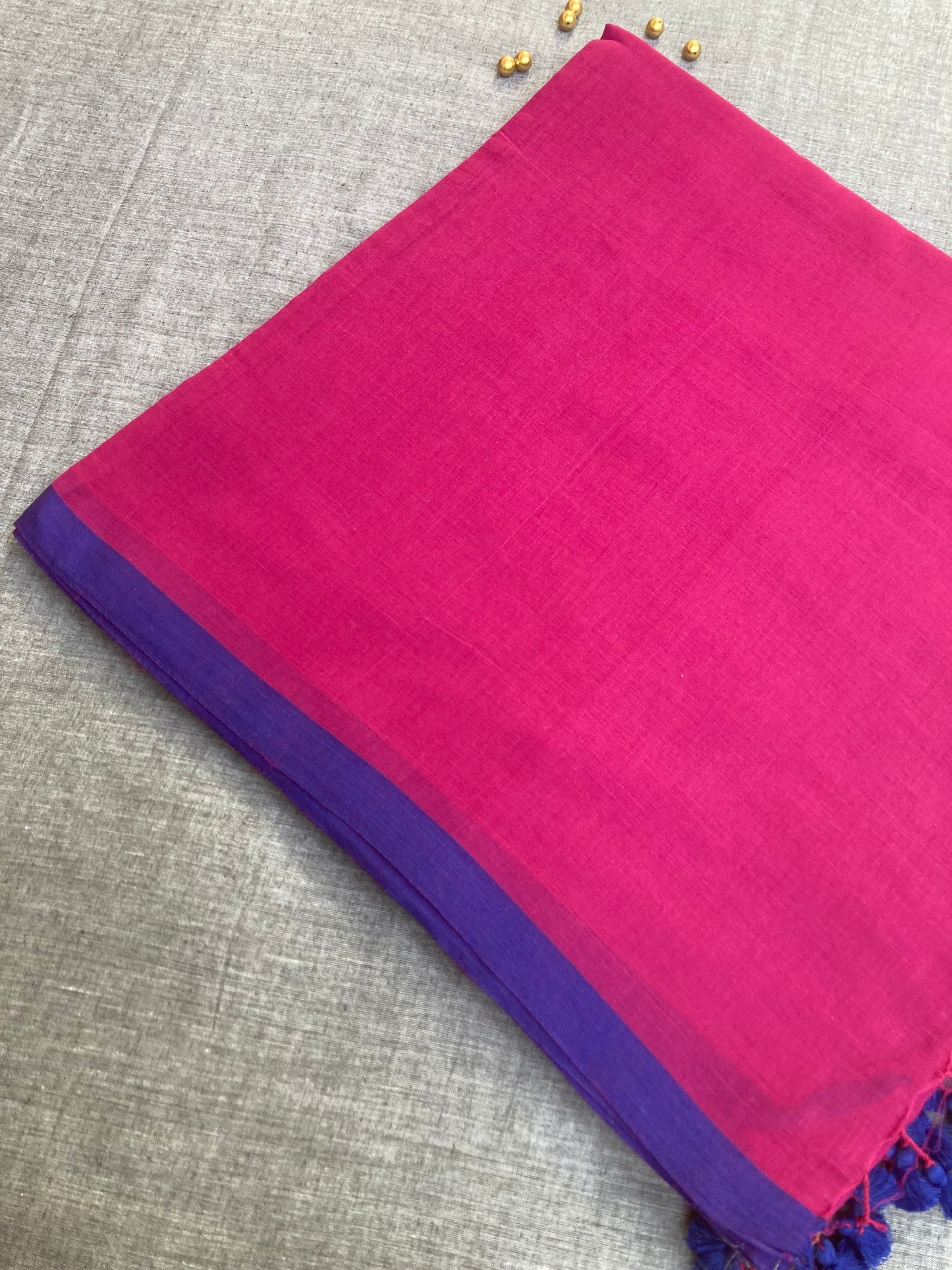 Hot Pink Mul Cotton Saree