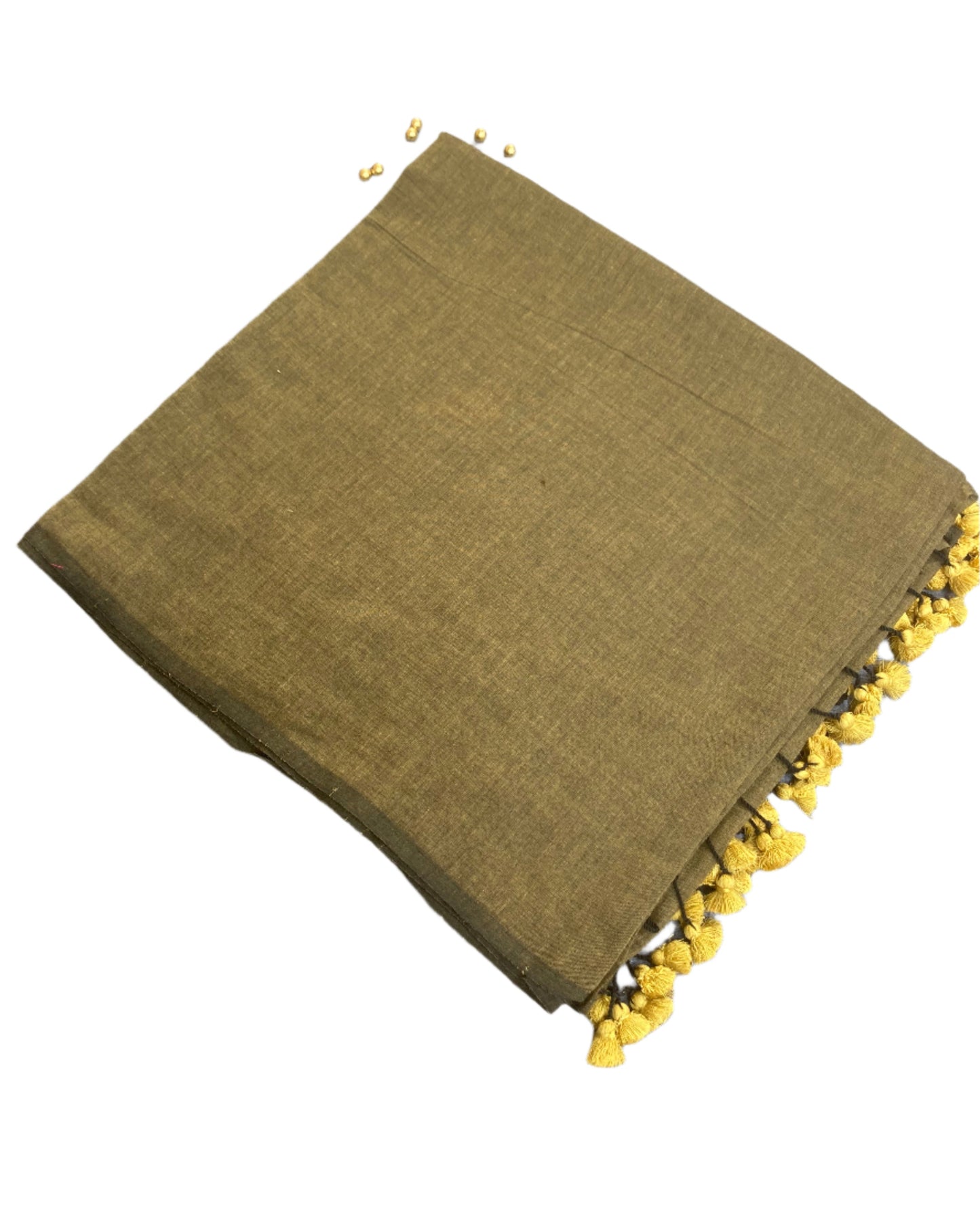 Ash Brown Mul Cotton Saree