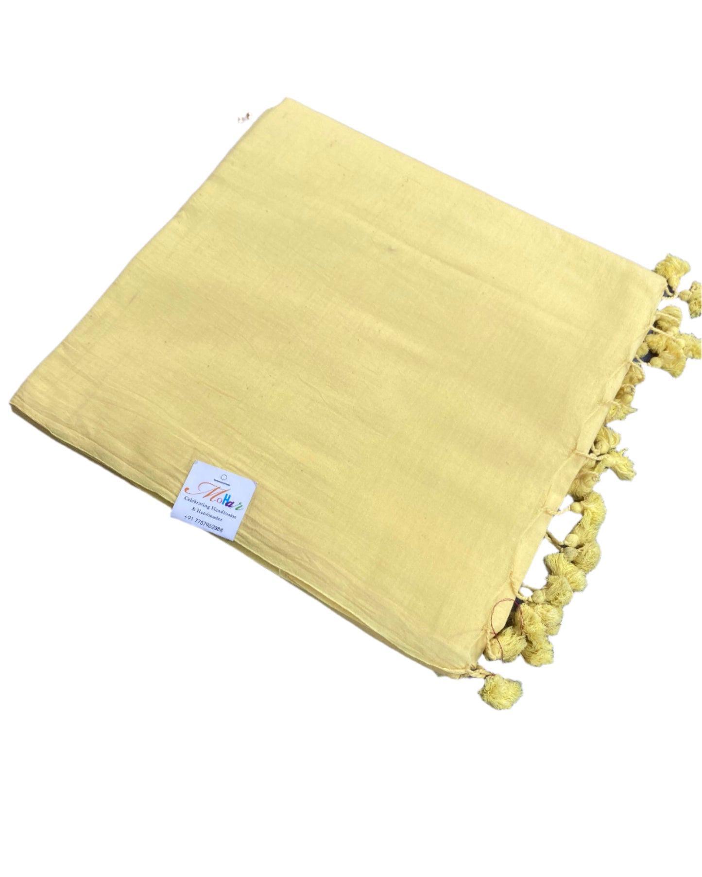 Yellow Mul Cotton Saree