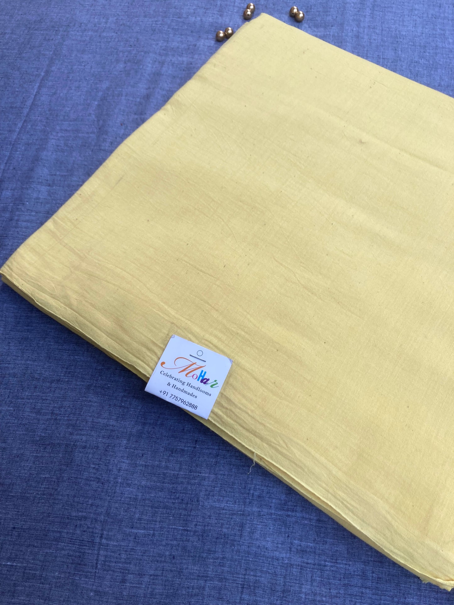 Yellow Mul Cotton Saree