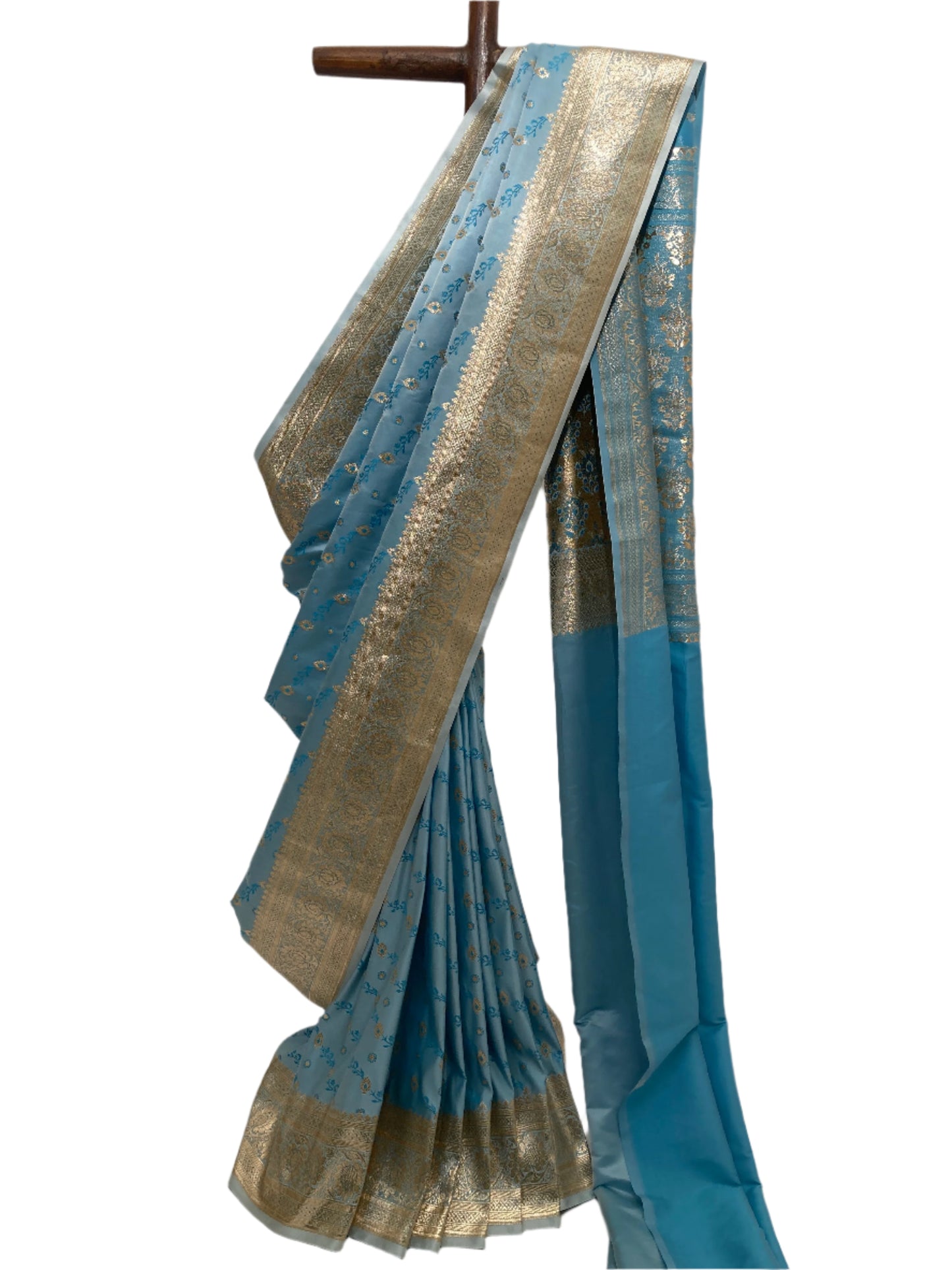 Baby Blue Banarasi Satin saree