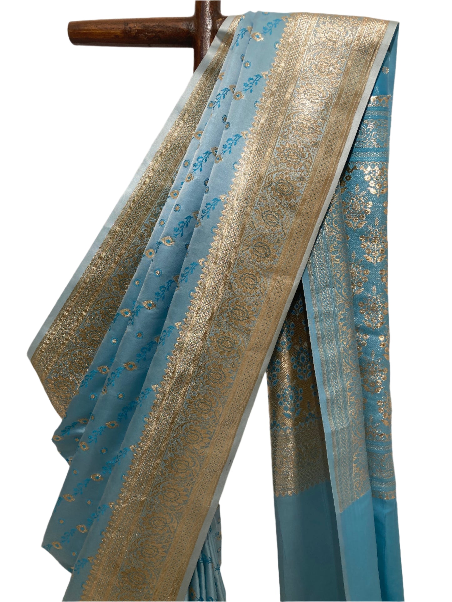 Baby Blue Banarasi Satin saree