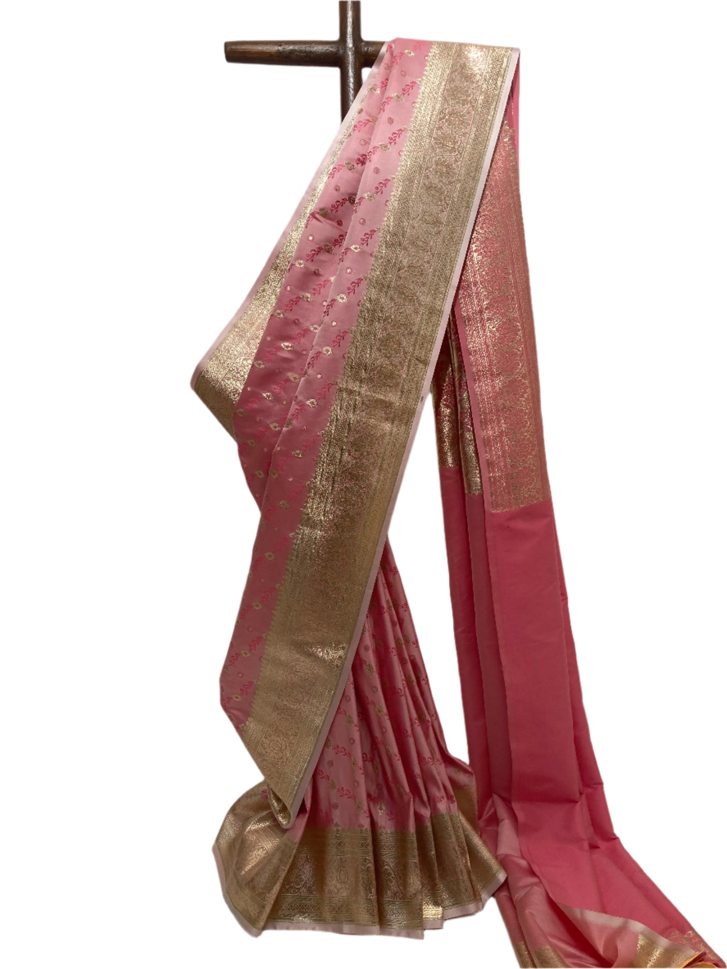 Baby Pink Banarasi Satin Saree