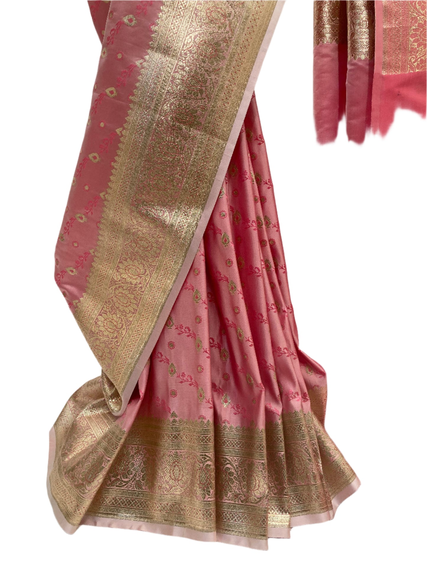Baby Pink Banarasi Satin Saree