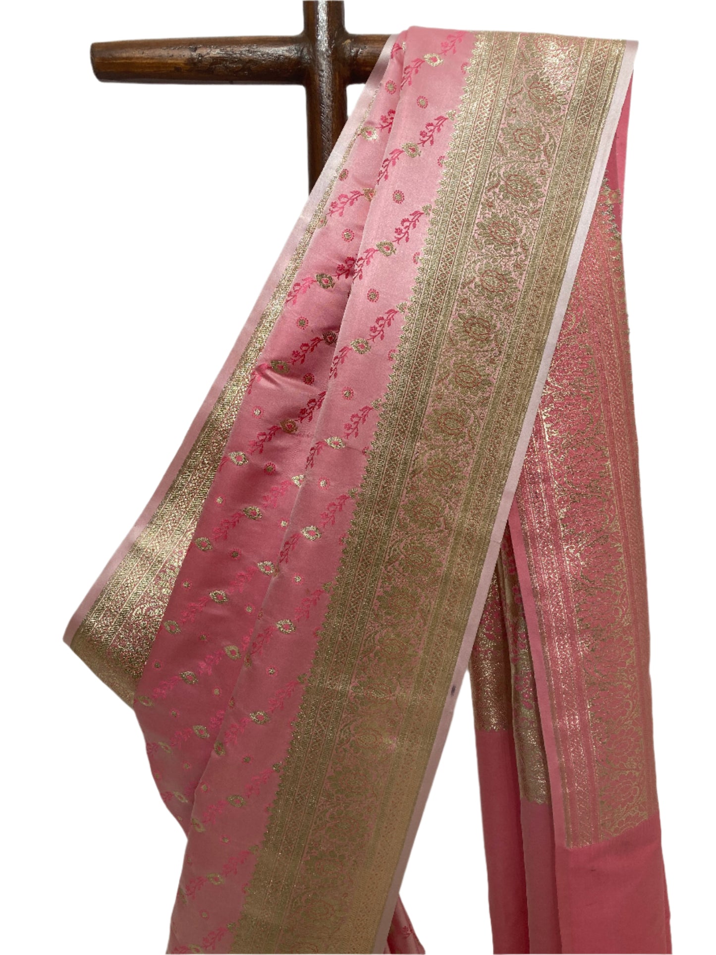 Baby Pink Banarasi Satin Saree