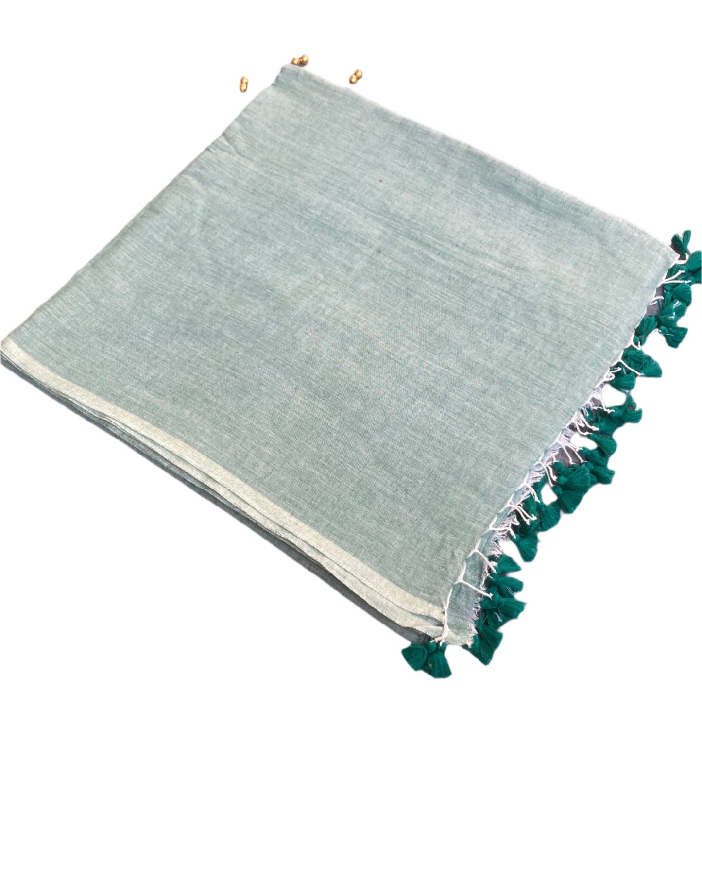 Cyan Green Mul Cotton Saree