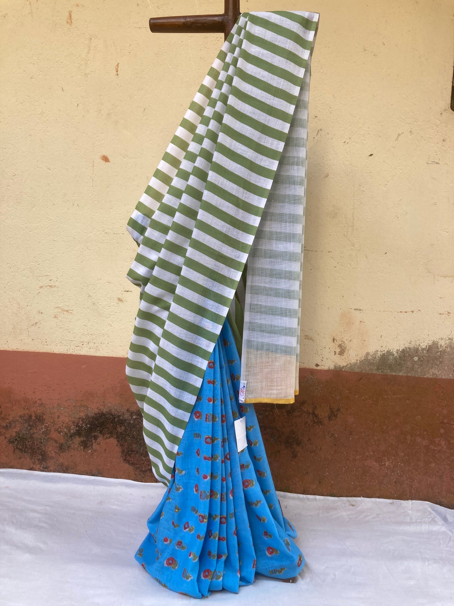 Royal Blue Jute Cotton Saree
