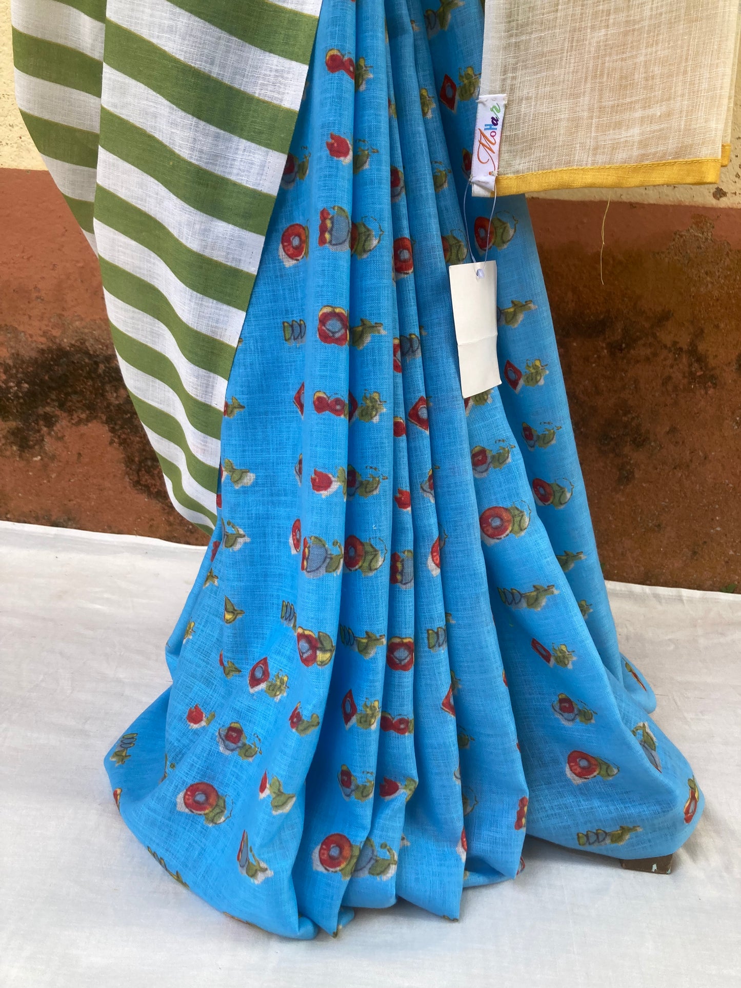 Royal Blue Jute Cotton Saree
