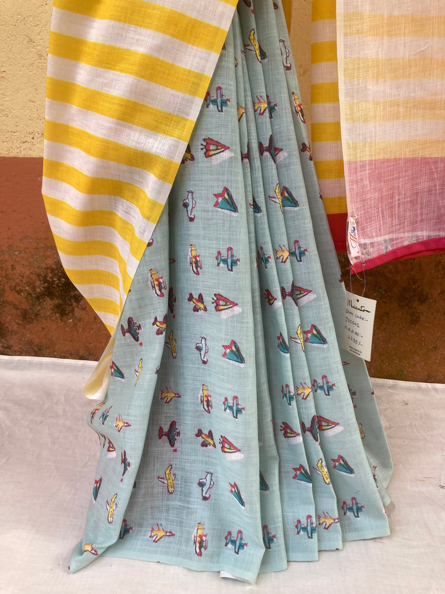 Lemon Yellow Jute Cotton Saree