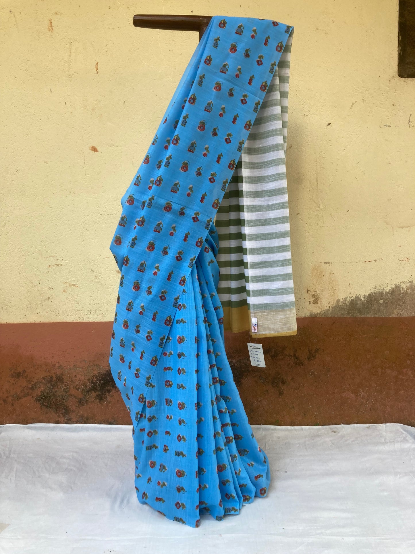 Royal Blue Jute Cotton Saree