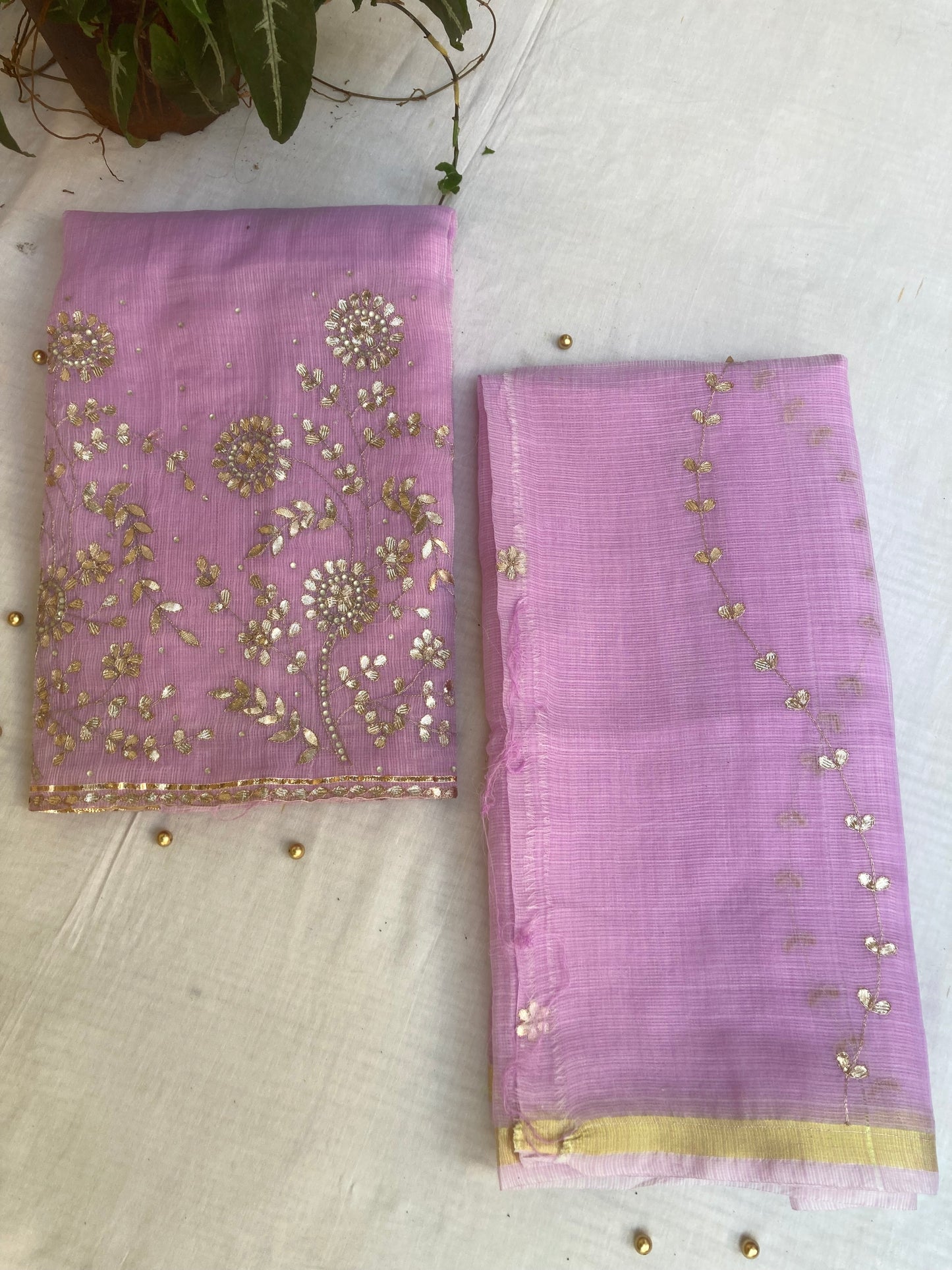 Lavender Kota Doria Dress Material