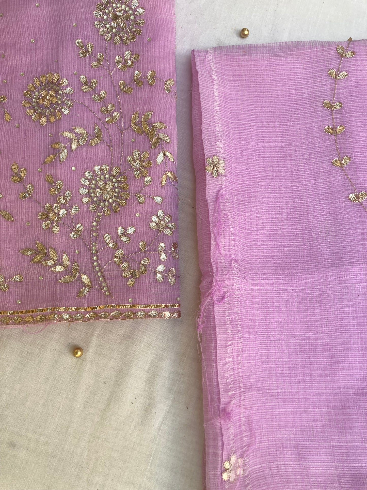 Lavender Kota Doria Dress Material