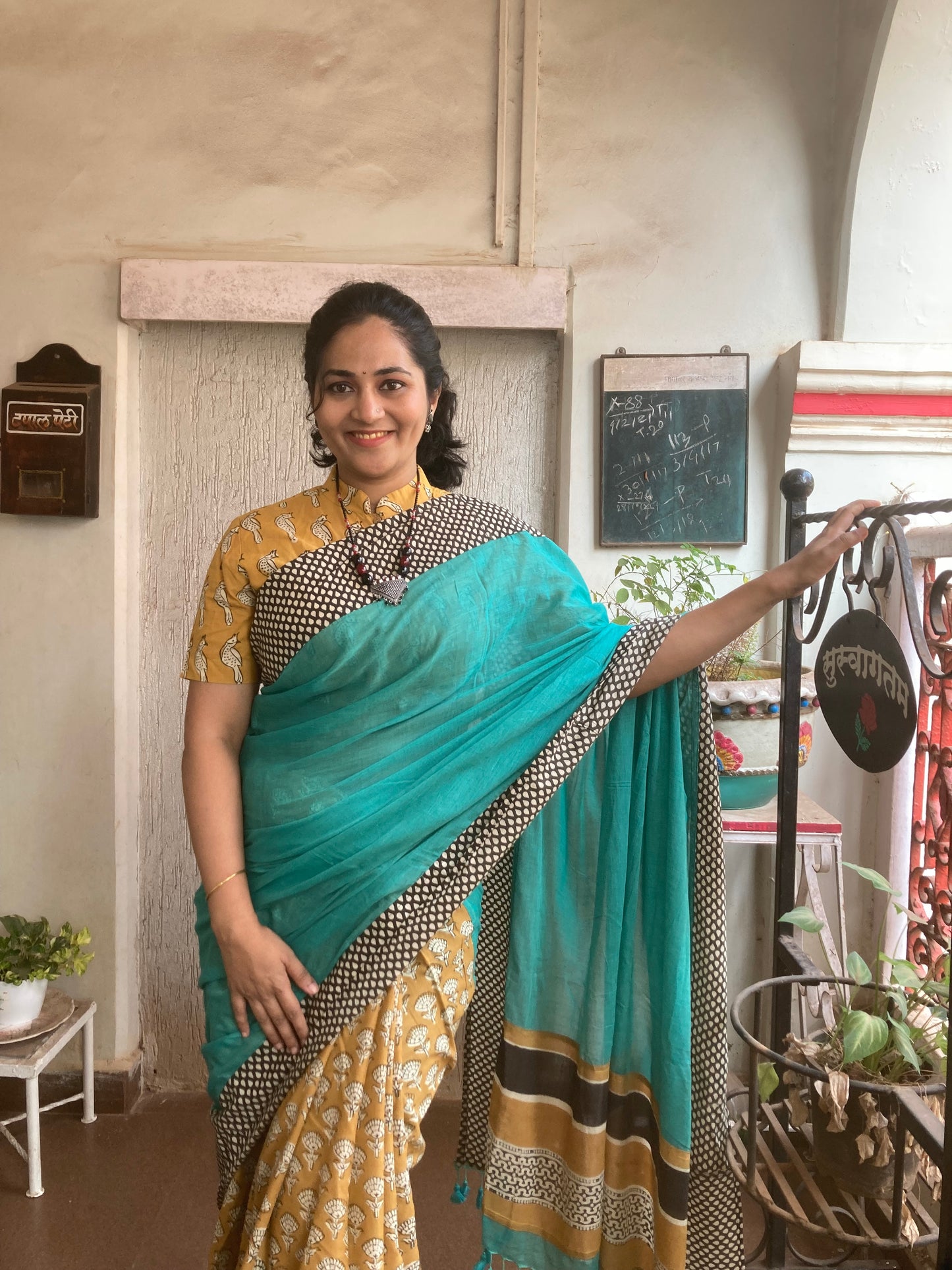 Mustered Yellow Maanto Concept Saree