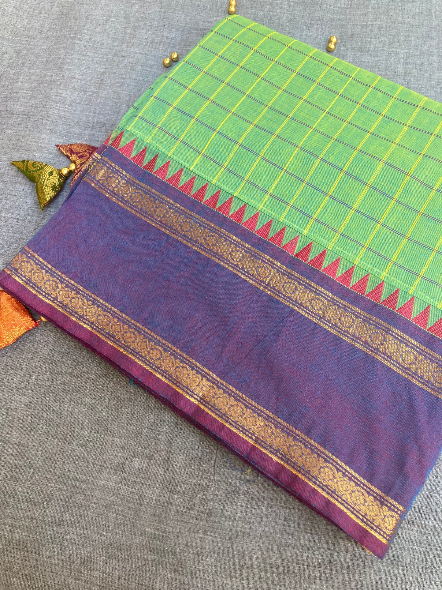 Yellow And Green Maanto Concept Saree