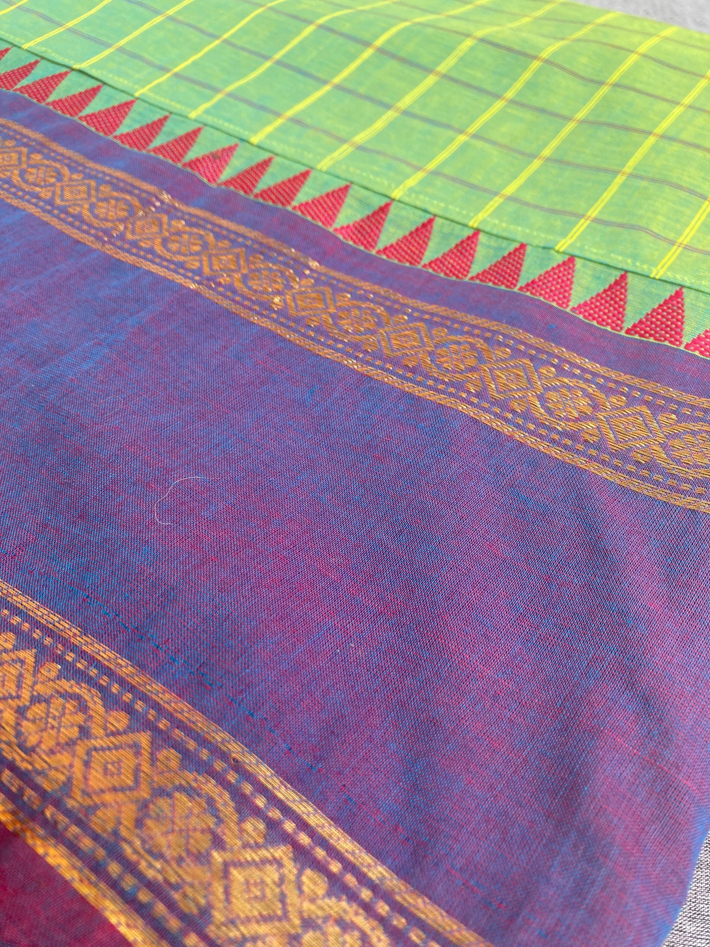 Yellow And Green Maanto Concept Saree
