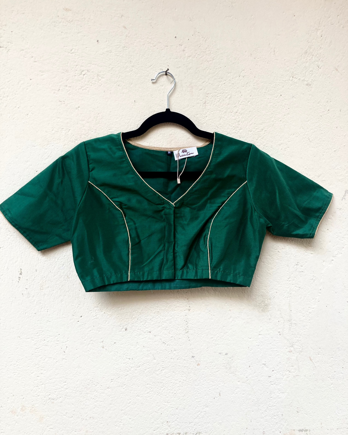 Green Cotton Silk Blouse