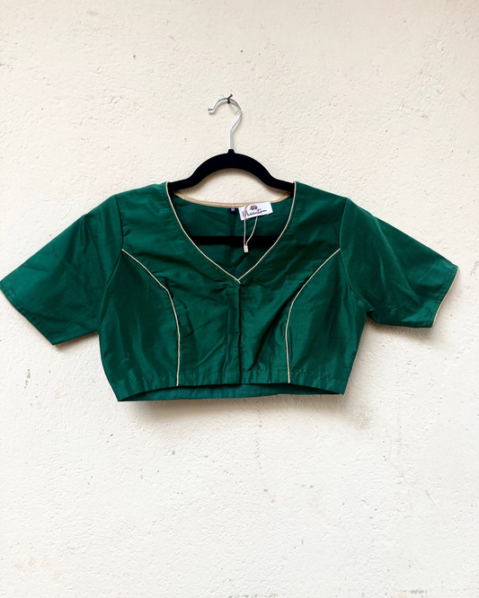 Green Cotton Silk Blouse