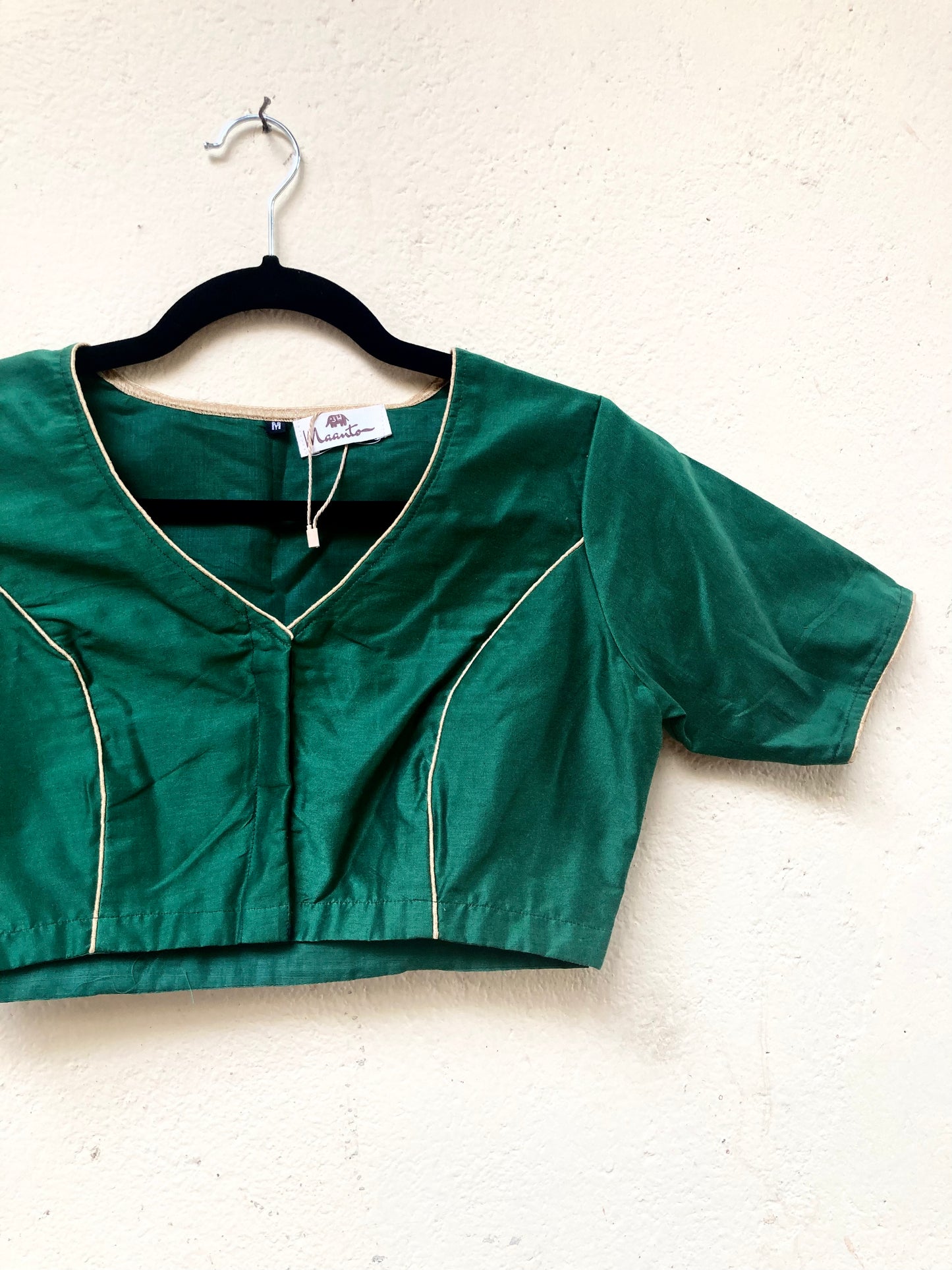 Green Cotton Silk Blouse