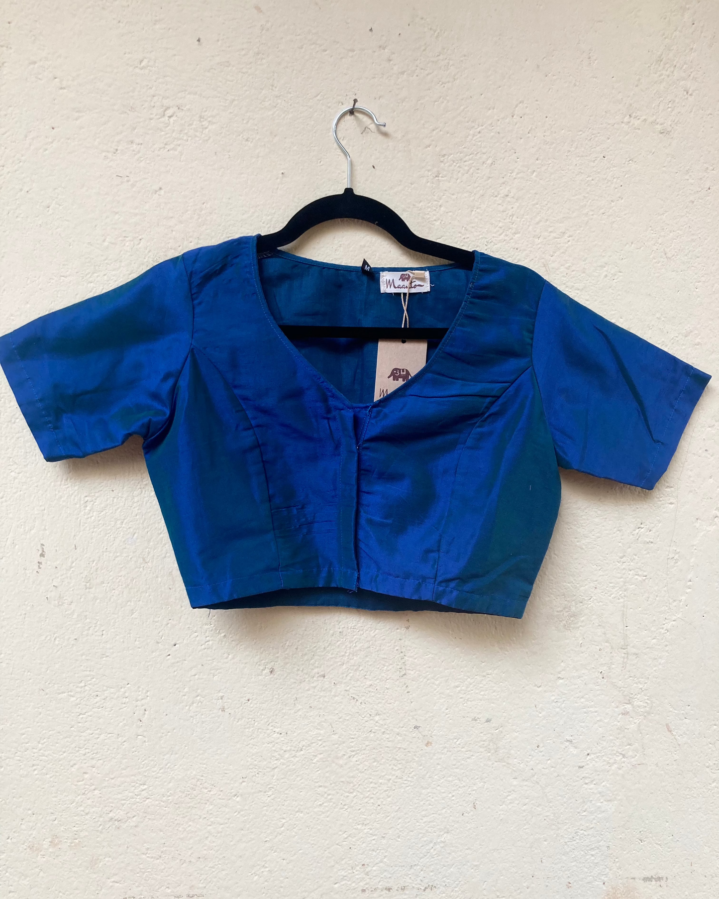 Peacock Blue Cotton Silk Blouse
