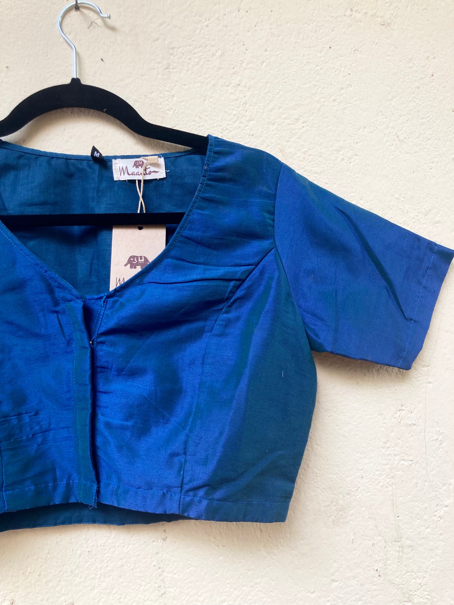 Peacock Blue Cotton Silk Blouse