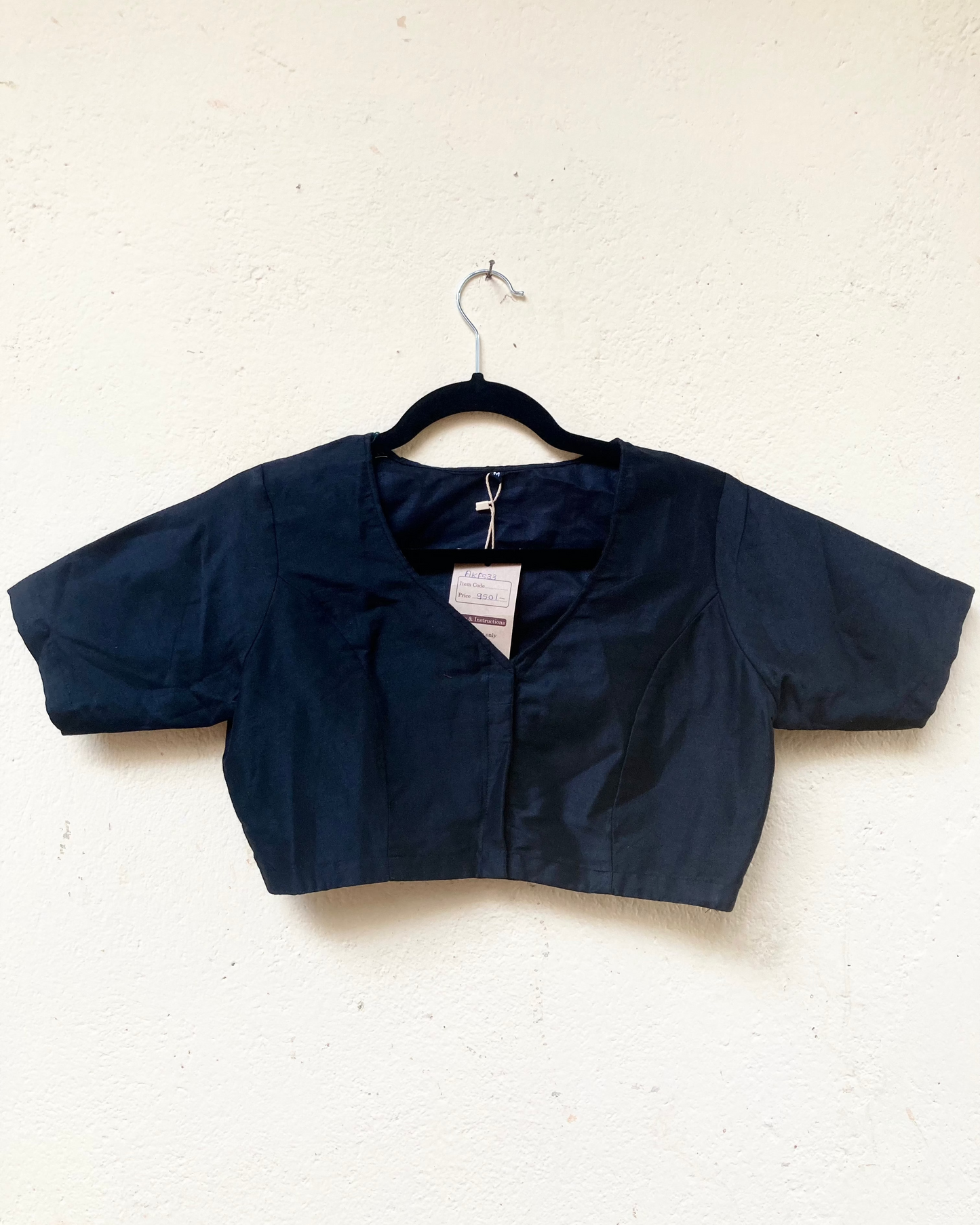 Charcoal Black Cotton Silk Blouse